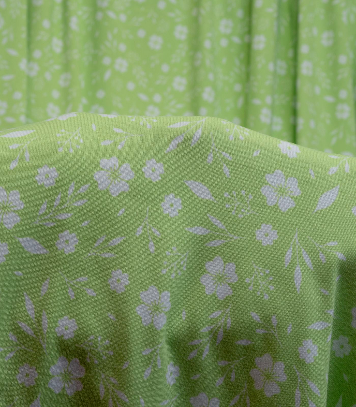 Mint/White/Green Ditsy Floral/Small Floral Double Brushed Poly Fabric