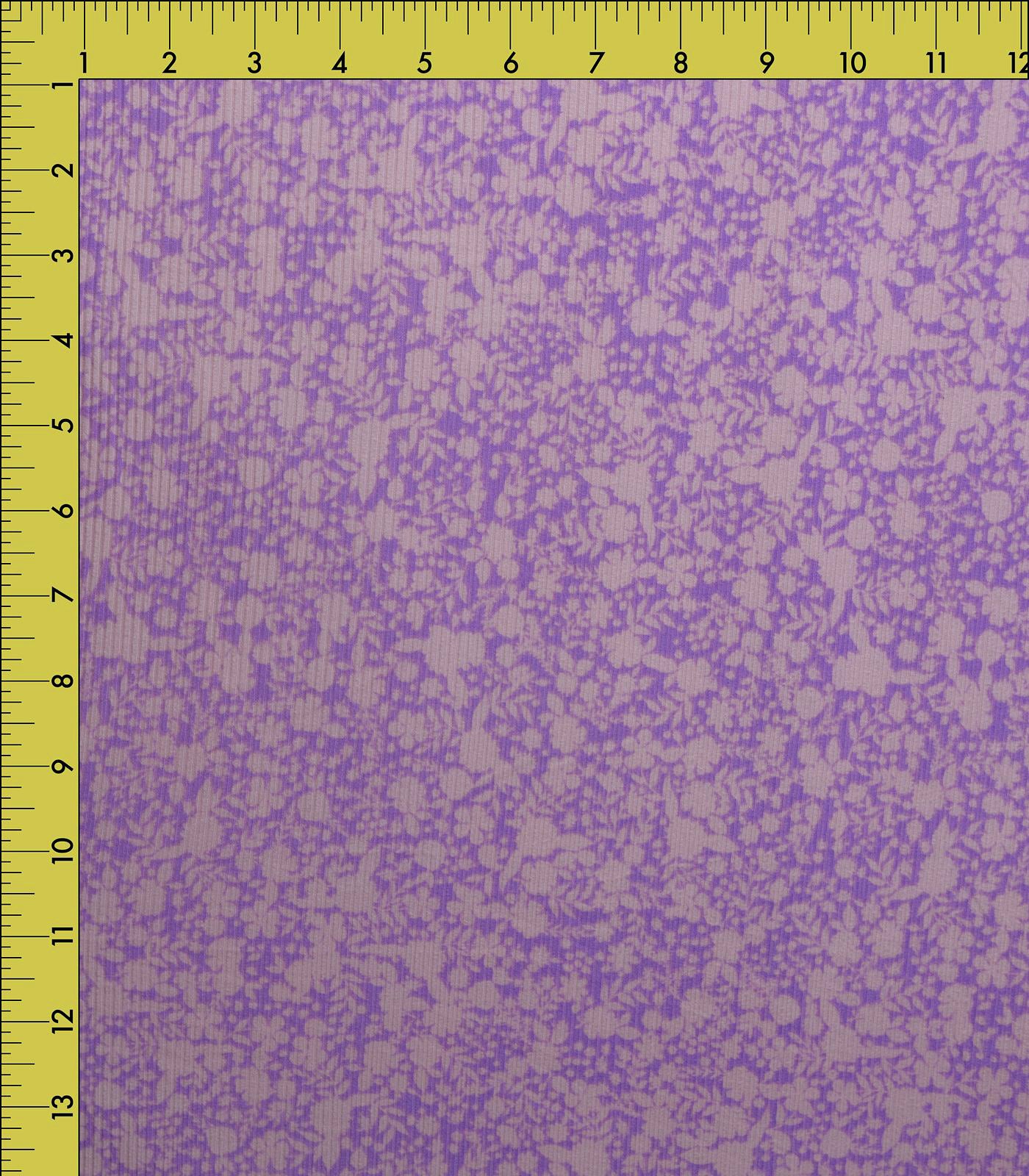 Lavender/White Flowers Ribbed Knit (4x2) Fabric