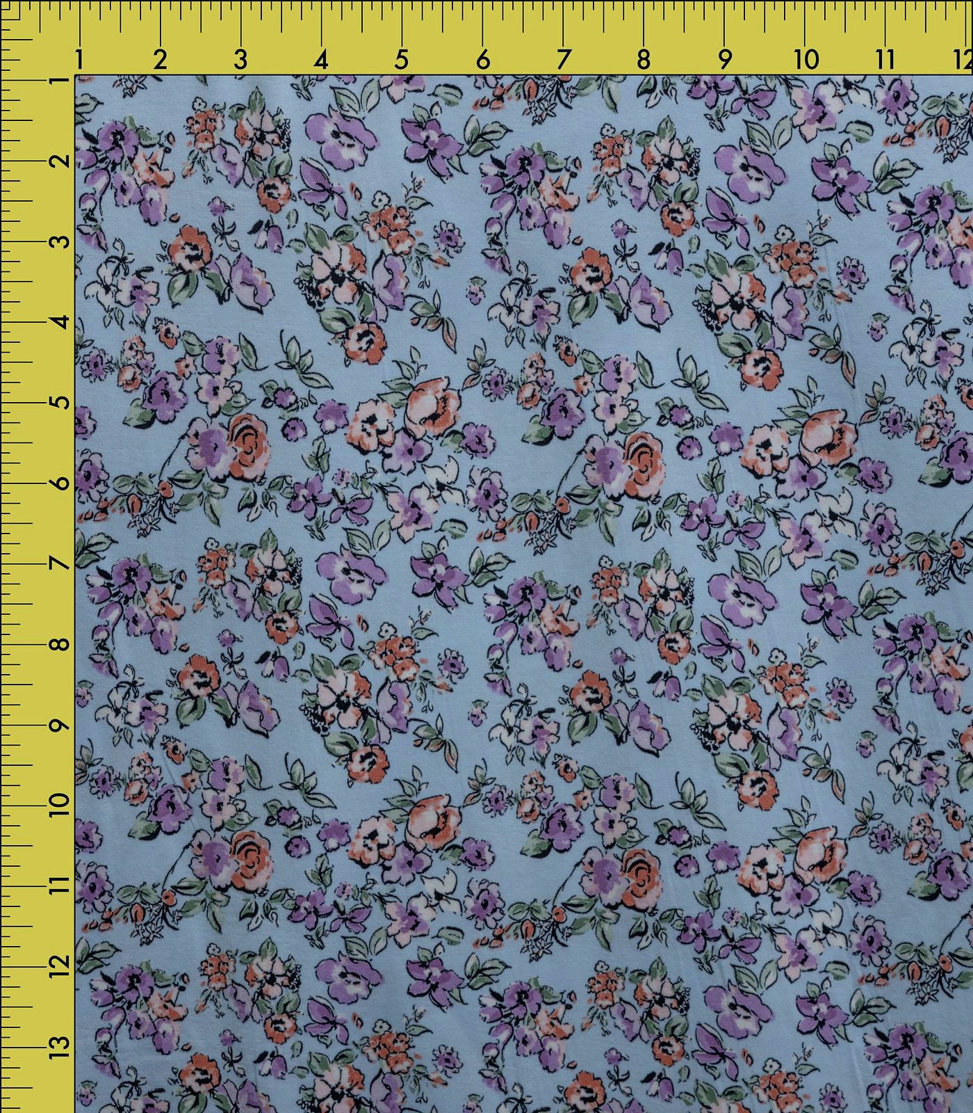 Baby Blue/Lavender/Pink Ditsy Floral Double Brushed Poly Fabric