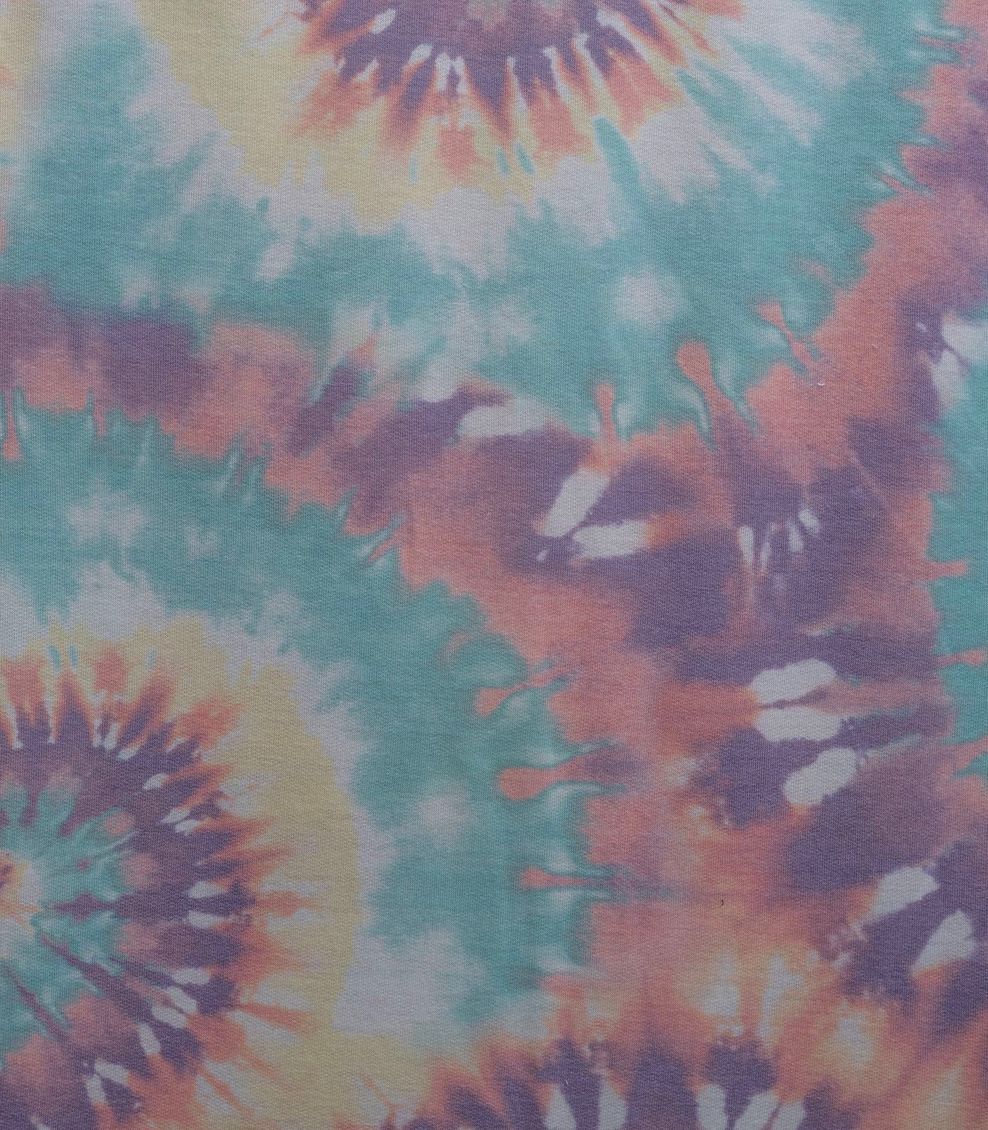 Purple/Aqua/White Tie-Dye/Rainbow French Terry Fabric