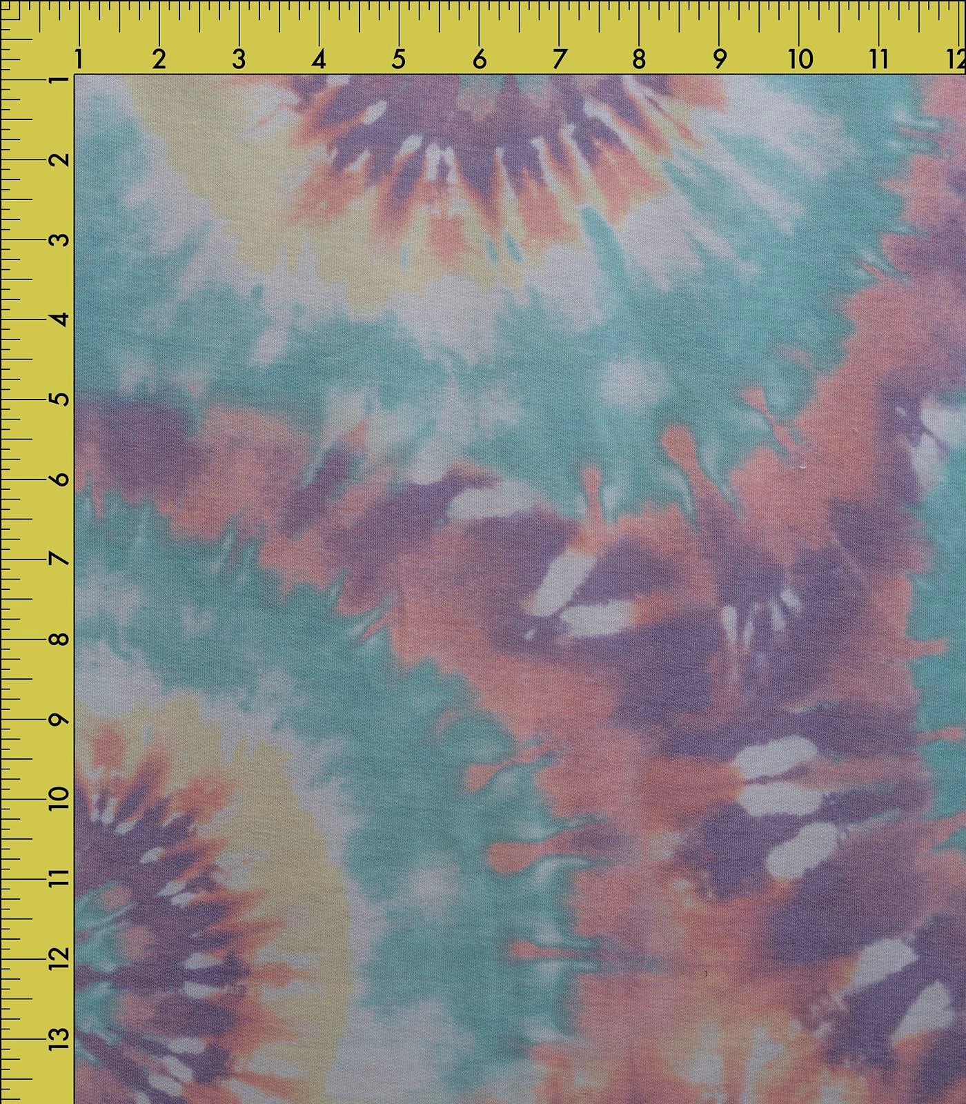 Purple/Aqua/White Tie-Dye/Rainbow French Terry Fabric