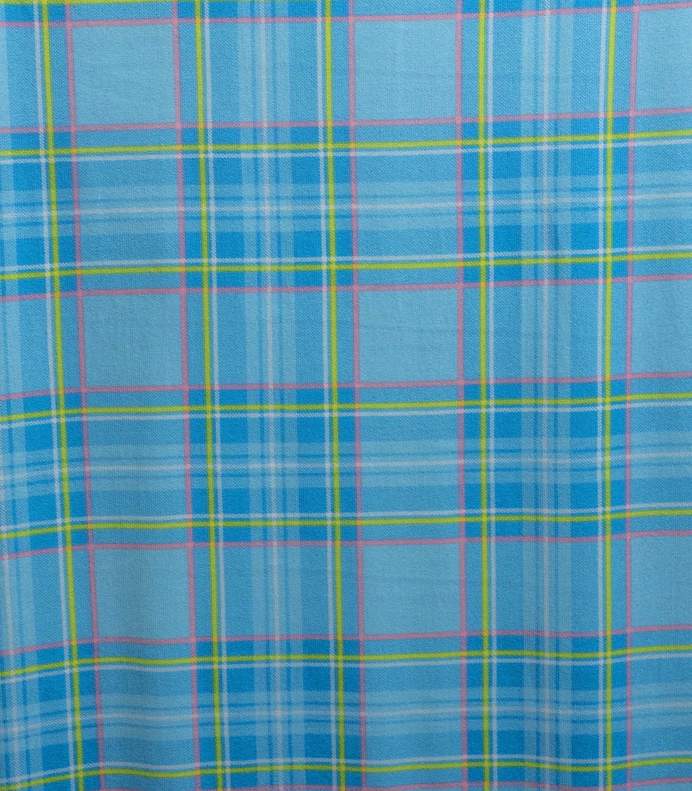 Baby Blue/Pink/Lime Green Plaid Hacci Sweater Knit Fabric