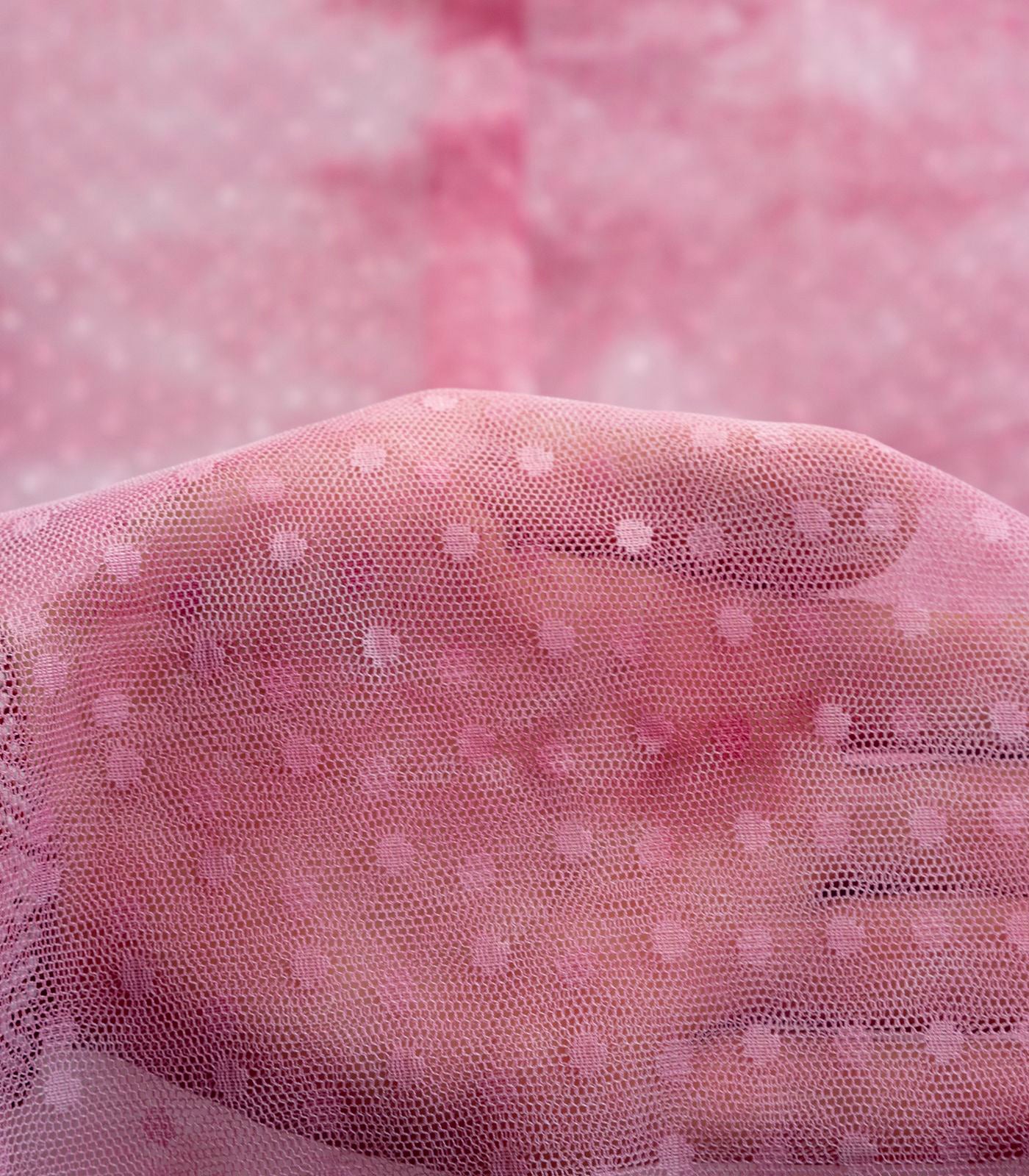 Pink/White Tie-Dye Power Mesh Fabric