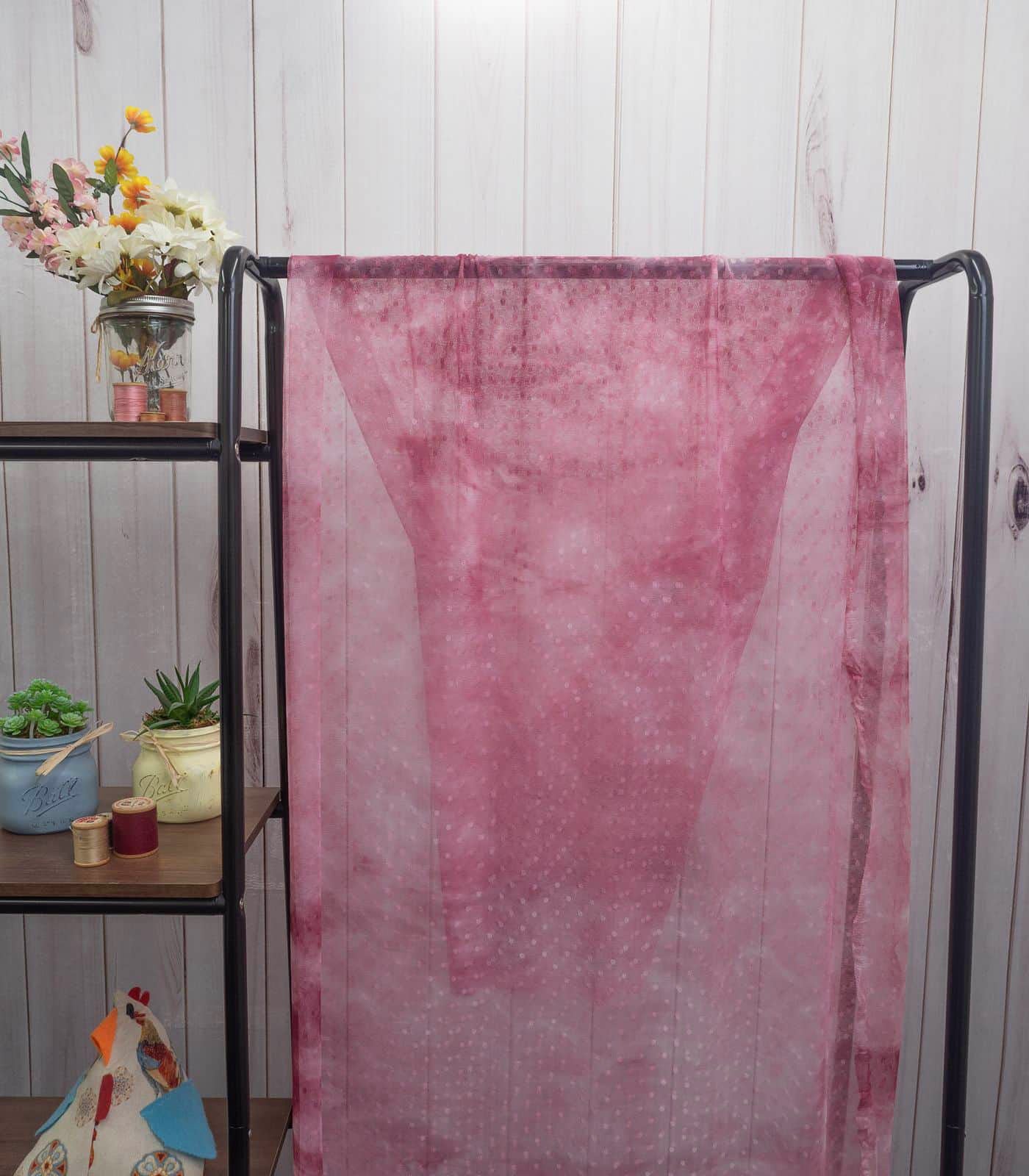 Pink/White Tie-Dye Power Mesh Fabric
