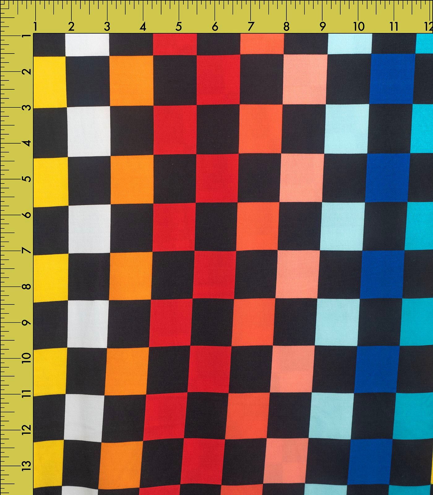 Black/Multicolor Checkered ITY Fabric