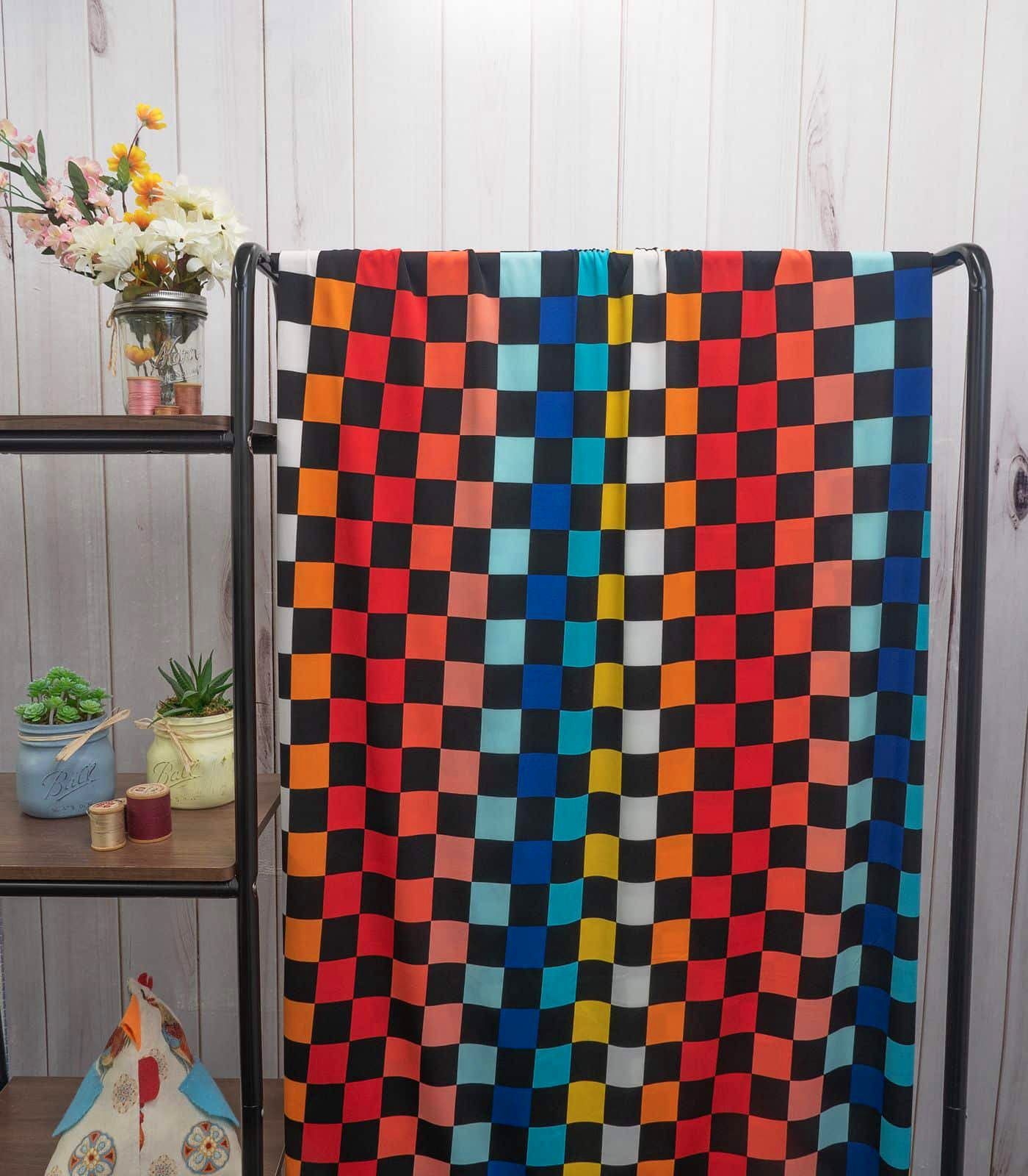 Black/Multicolor Checkered ITY Fabric