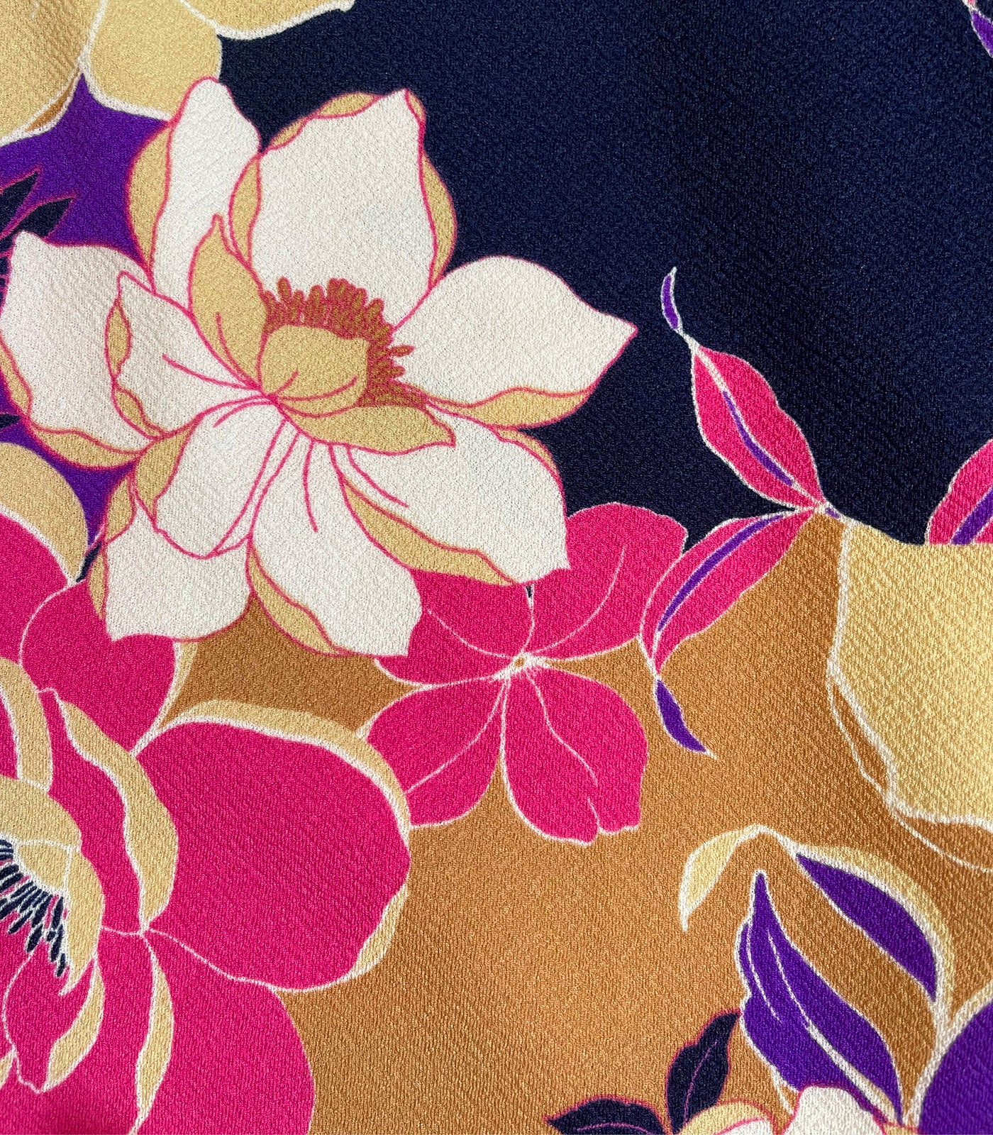 Navy/Baby Pink/Tan Floral Liverpool Fabric