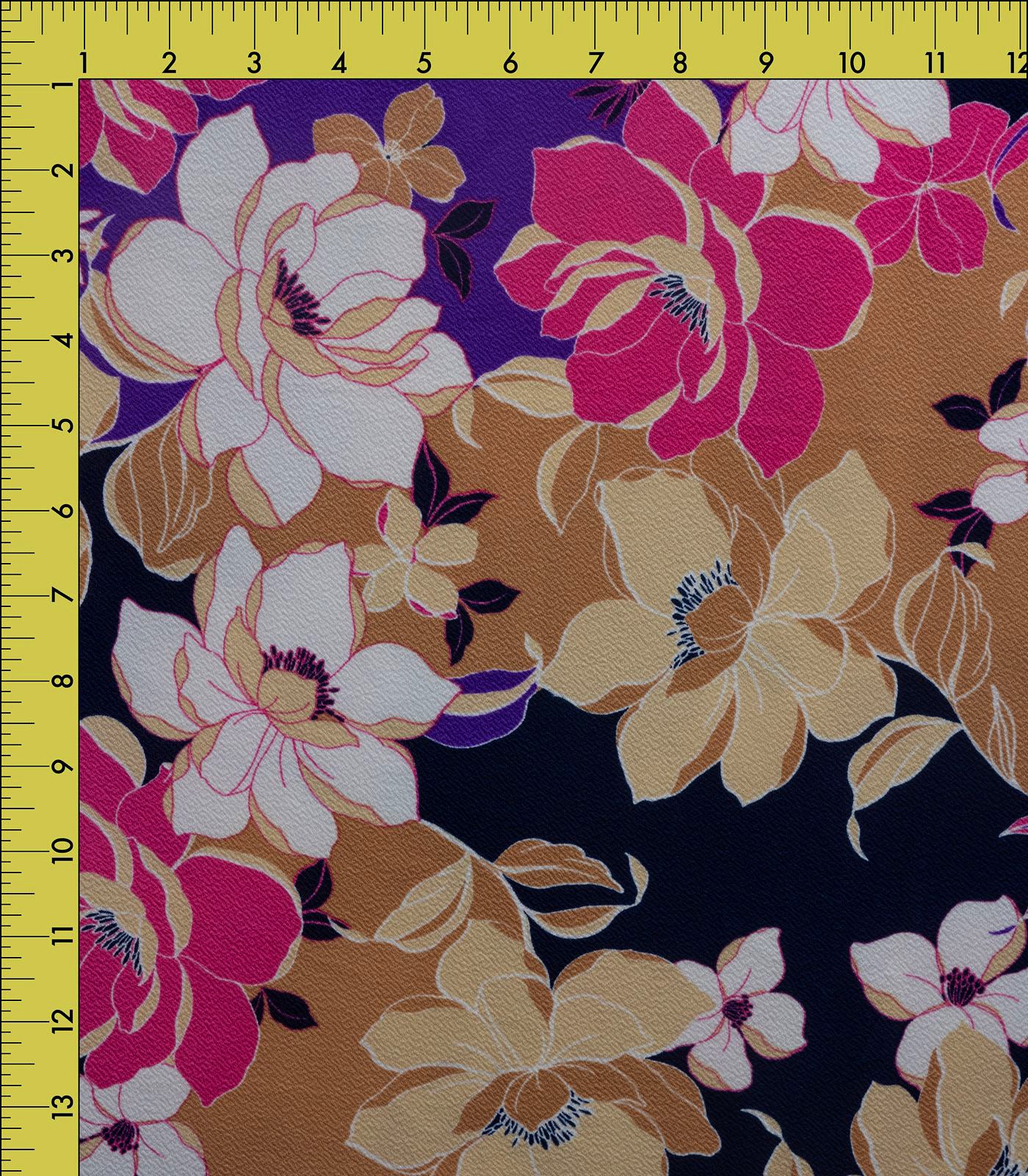 Navy/Baby Pink/Tan Floral Liverpool Fabric