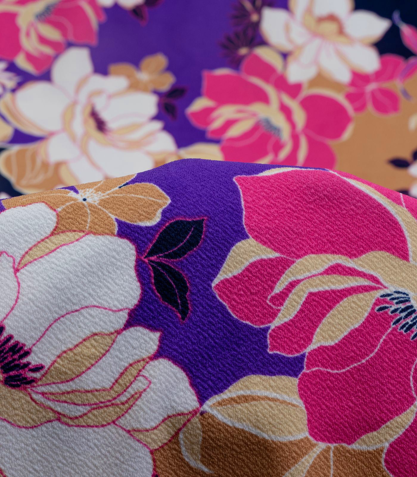 Navy/Baby Pink/Tan Floral Liverpool Fabric