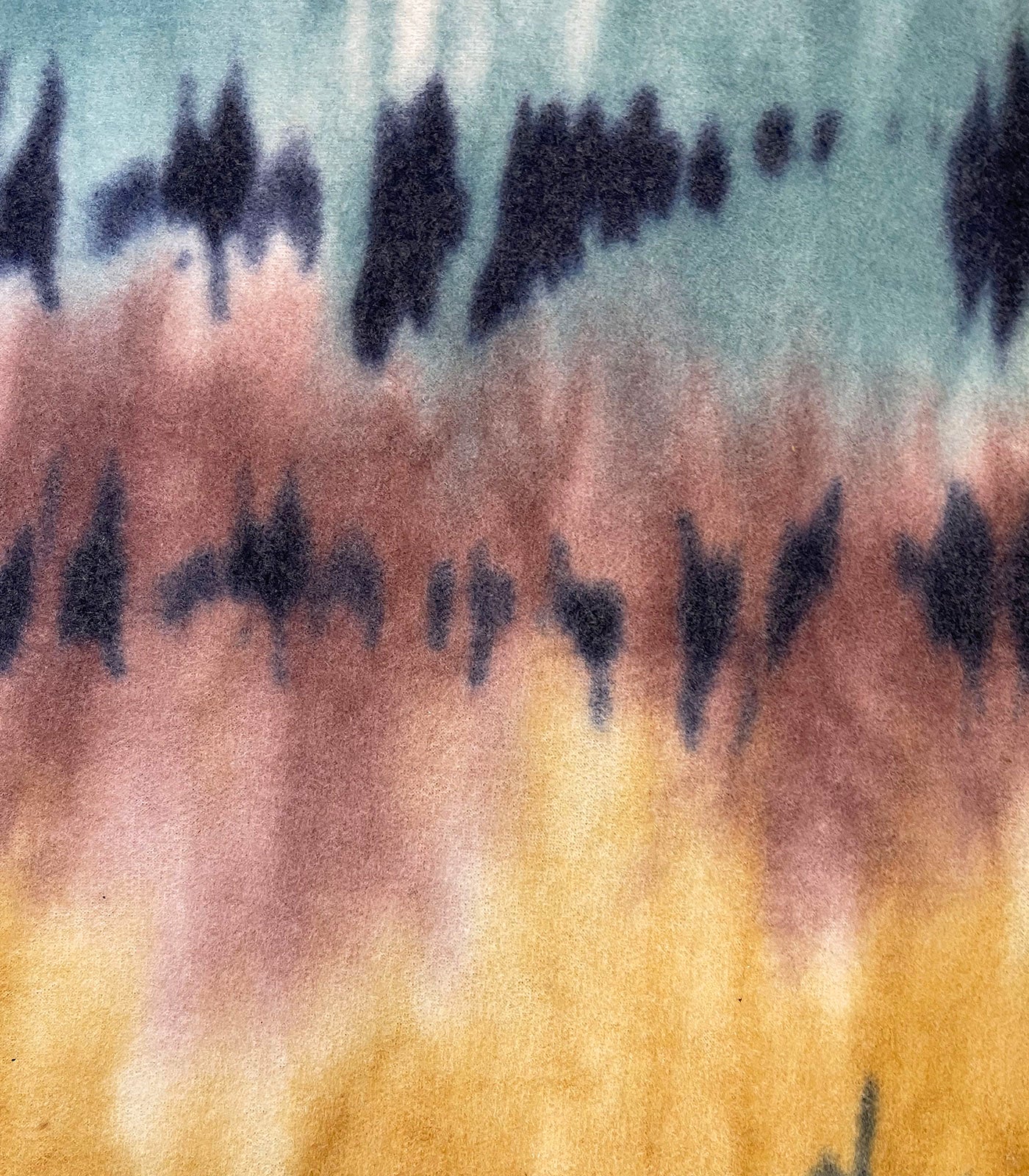 Teal/Plum/Mustard Brushed Tie-Dye/Grunge French Terry Fabric
