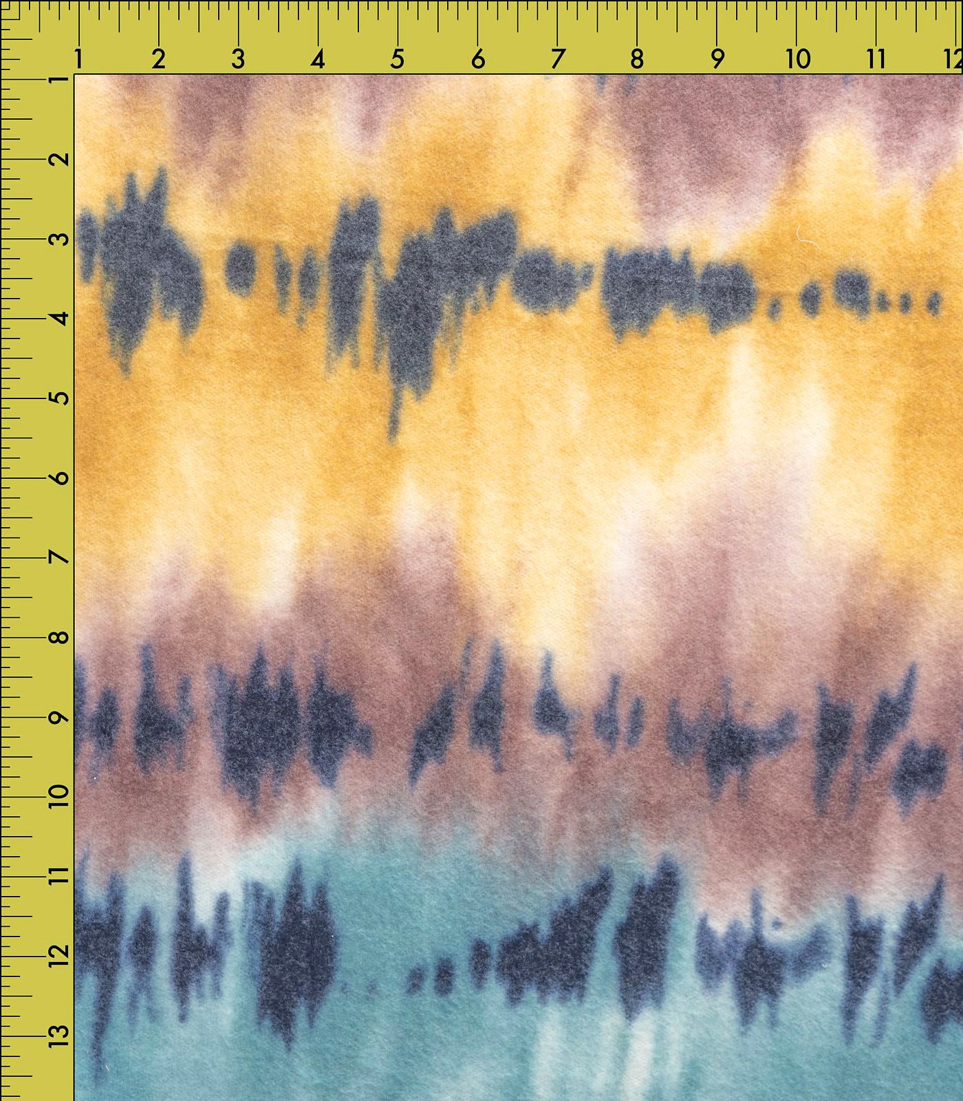 Teal/Plum/Mustard Brushed Tie-Dye/Grunge French Terry Fabric