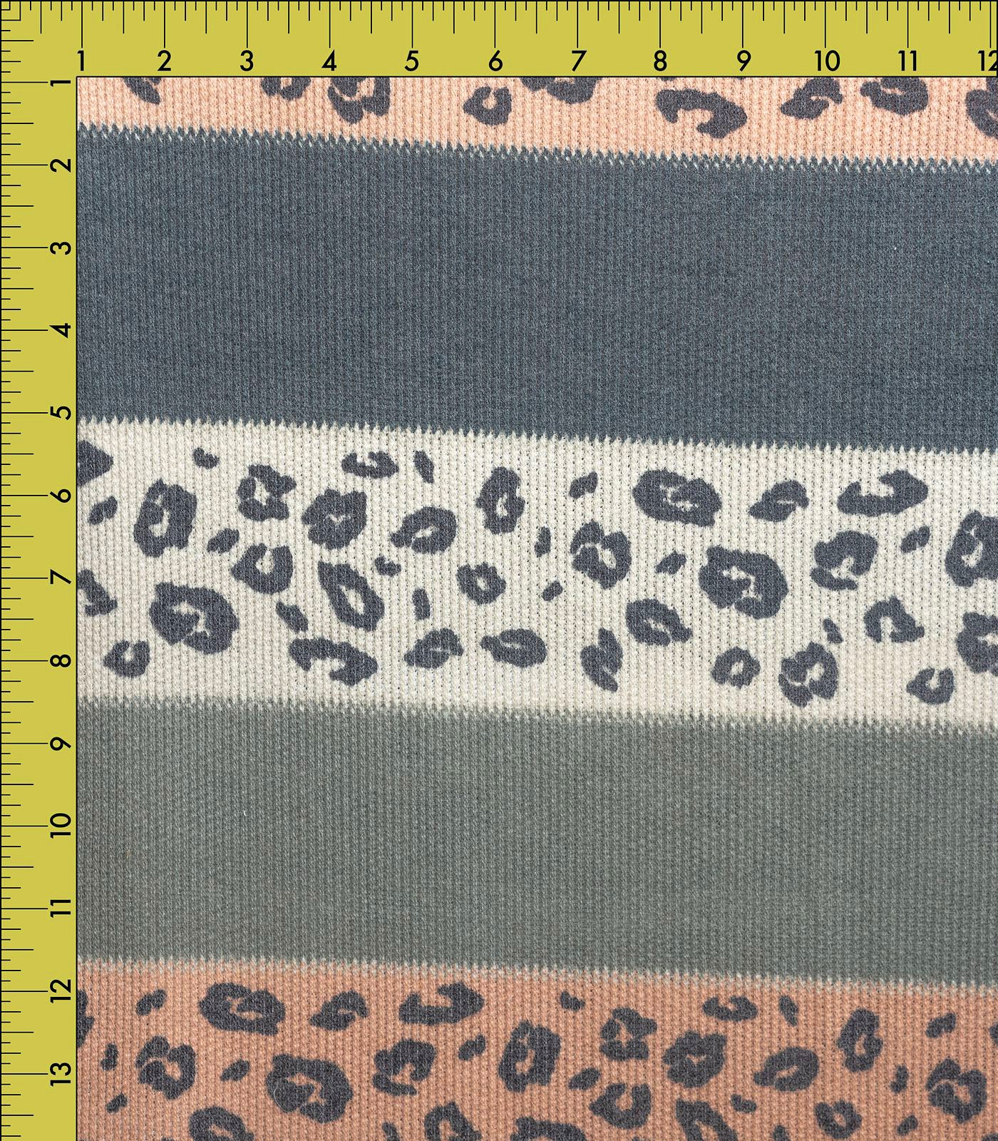 Grey/Mauve/Charcoal Striped/Leopard Thermal Knit Fabric