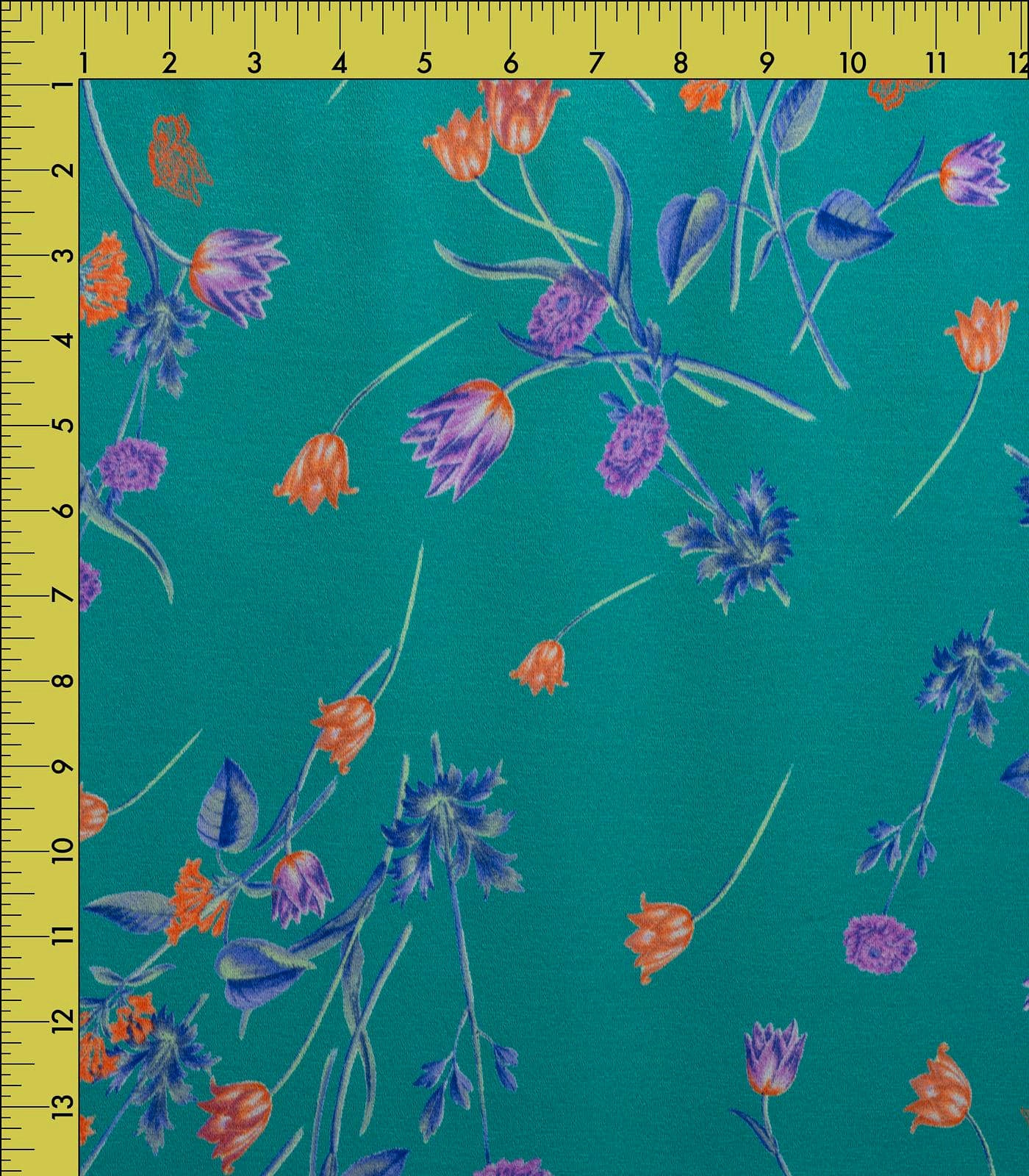 Turquoise/Purple/Orange Floral Liverpool Fabric