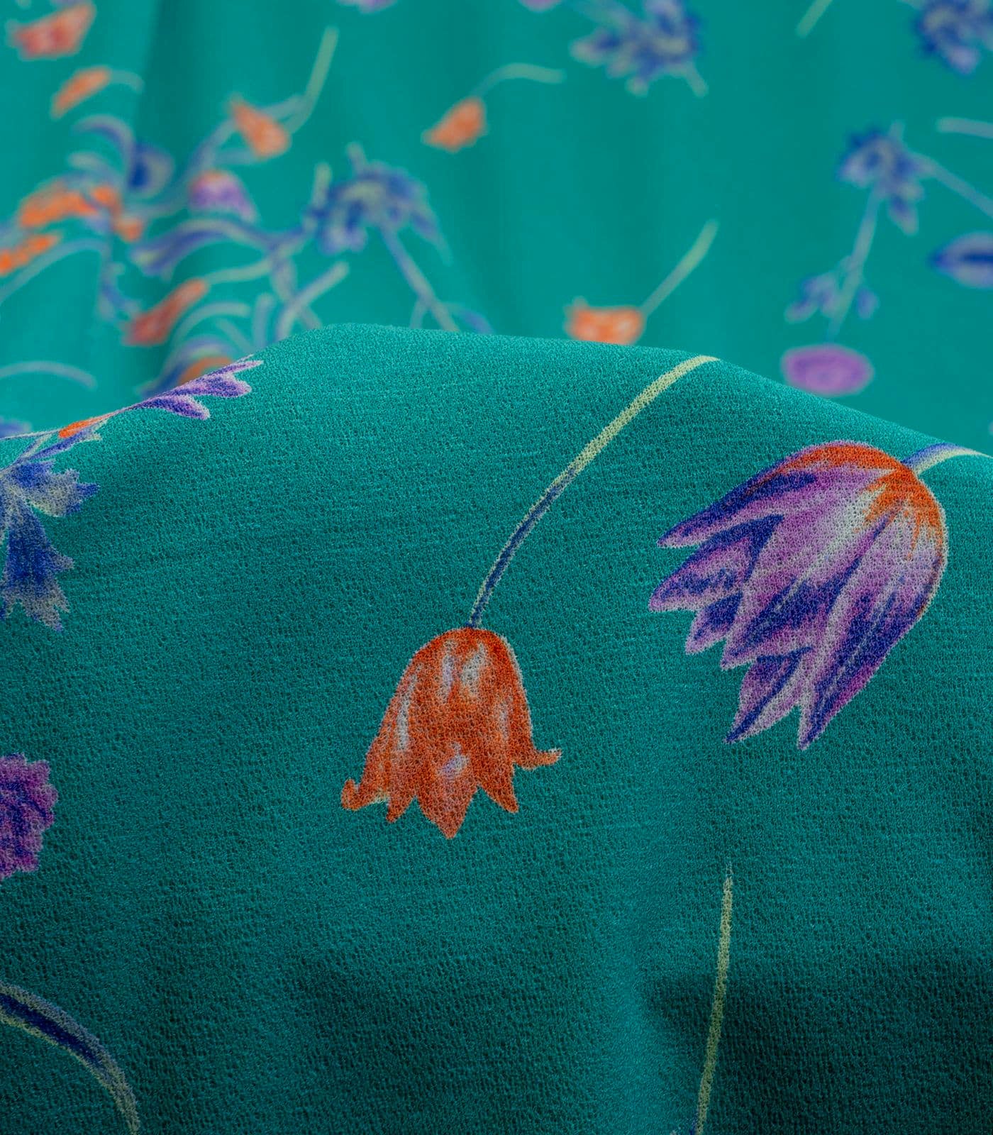 Turquoise/Purple/Orange Floral Liverpool Fabric