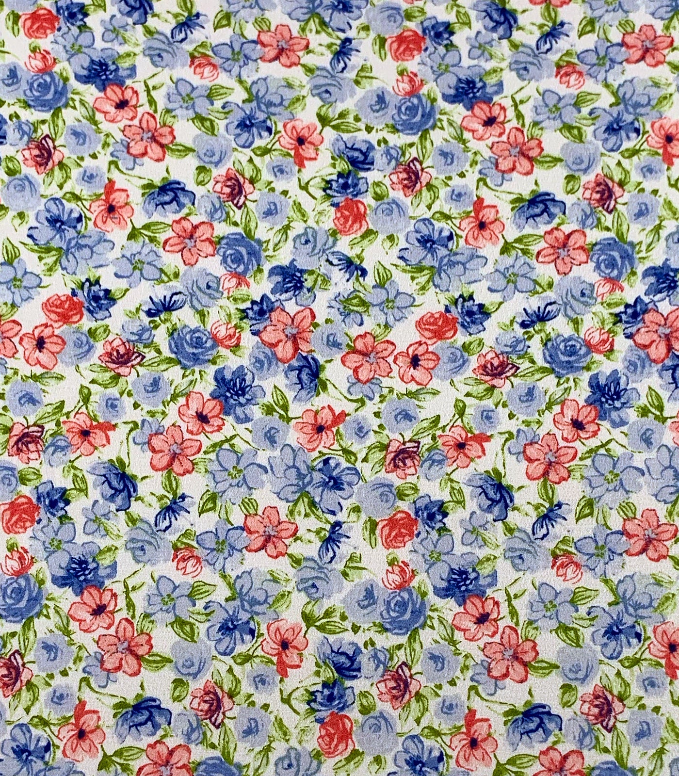 Off-White/Baby Blue/Baby Pink Floral Double Brushed Poly Fabric