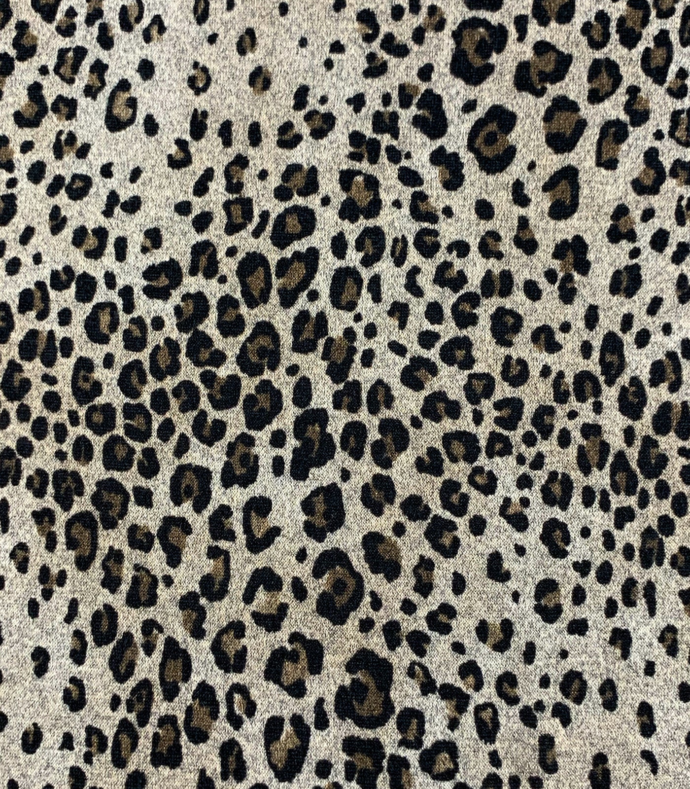 Heathered Grey/Black/Olive Cheetah/Leopard Sweater Knit Fabric