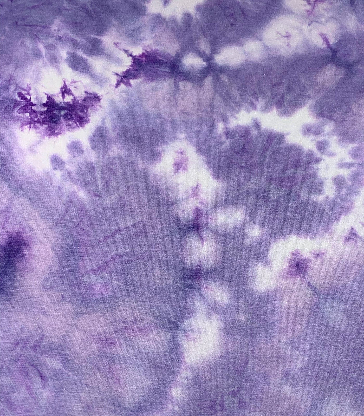Lilac/White Tie-Dye French Terry Rayon Fabric