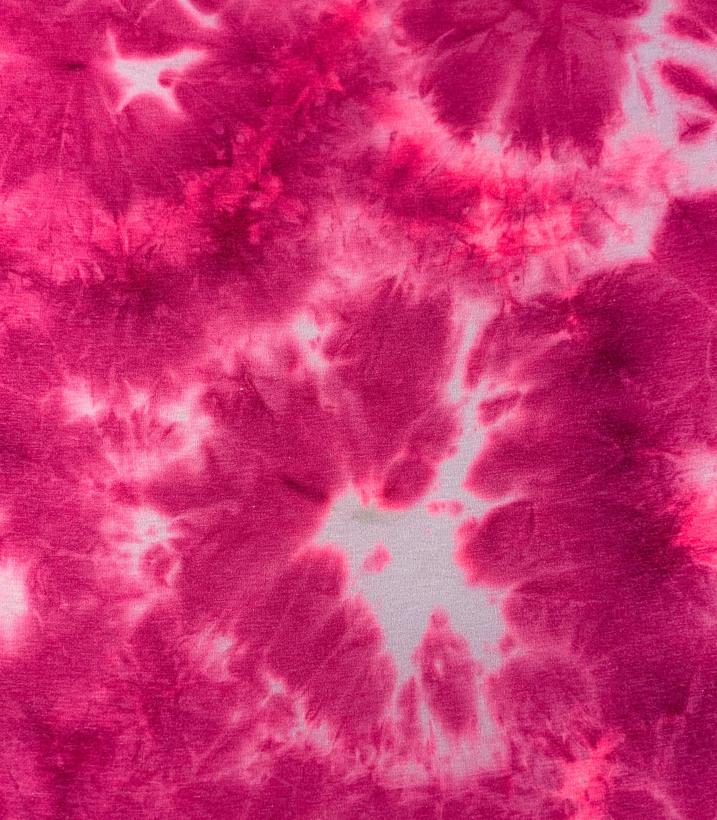 Neon Pink/White Tie-Dye French Terry Rayon Fabric
