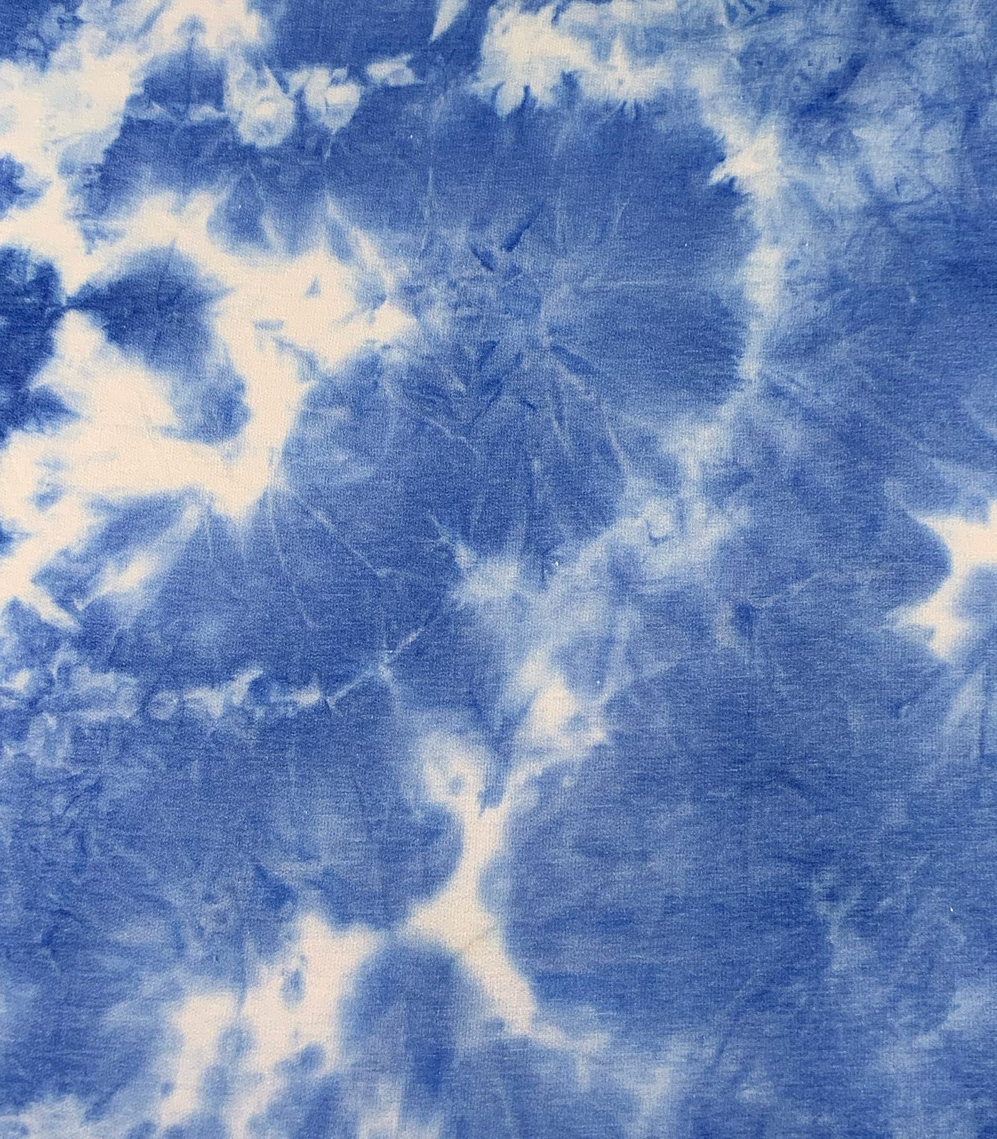 Light Blue/White Tie-Dye French Terry Rayon Fabric