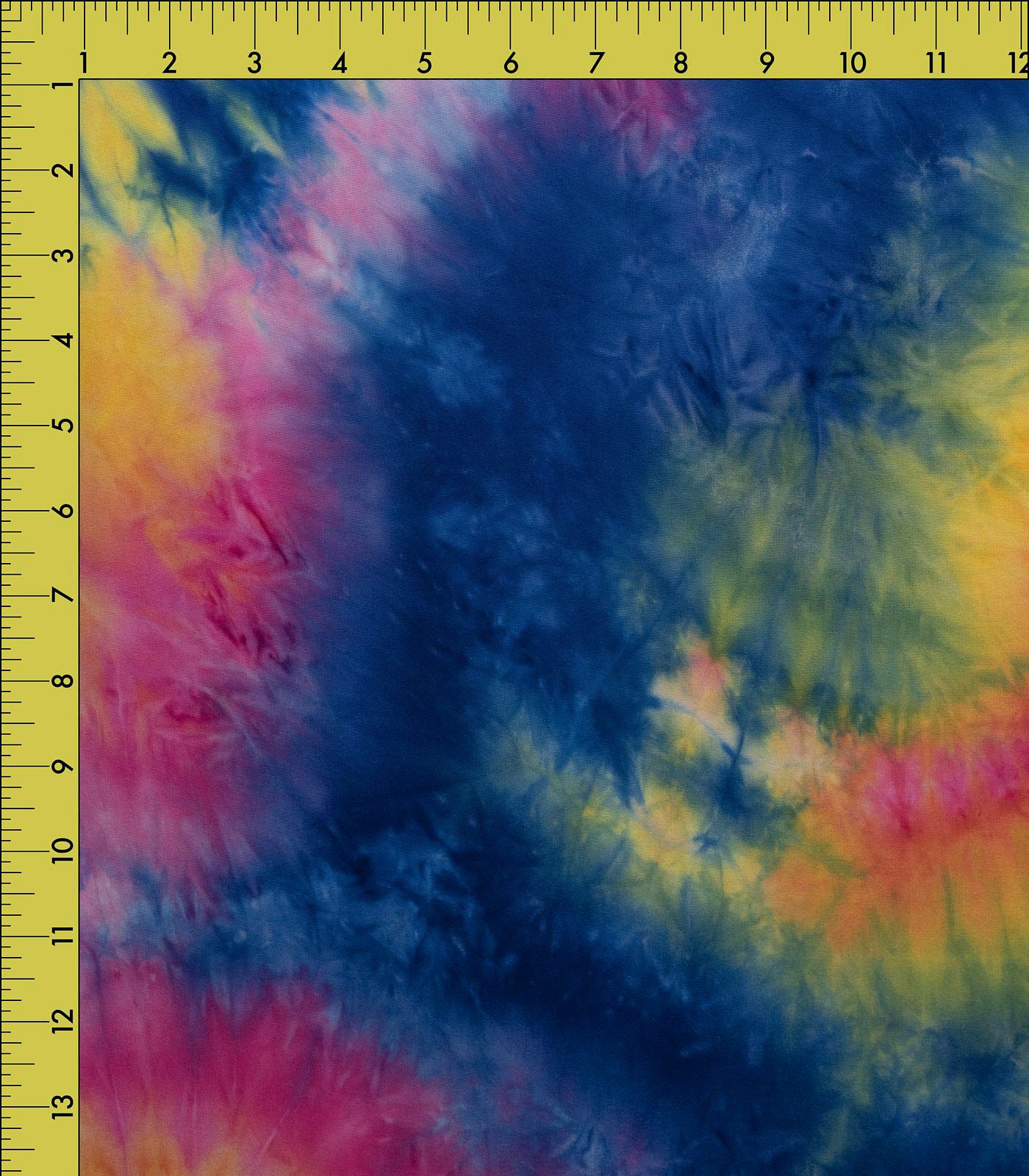 Royal Blue/Hot Pink Tie-Dye Double Brushed Poly Fabric