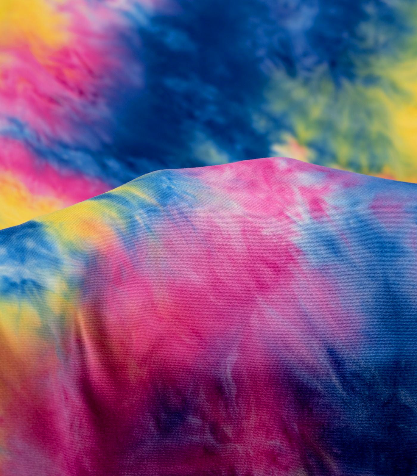 Royal Blue/Hot Pink Tie-Dye Double Brushed Poly Fabric