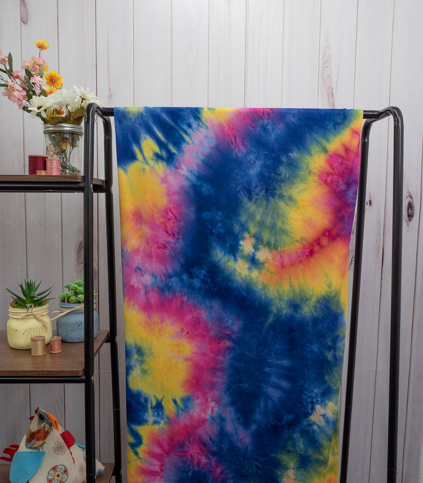 Royal Blue/Hot Pink Tie-Dye Double Brushed Poly Fabric