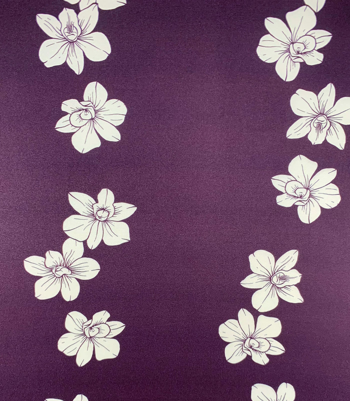 Dark Burgundy/White Floral Double Brushed Poly Fabric