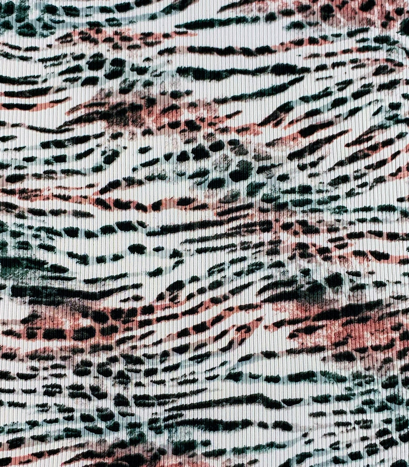 White/Mauve Zebra Ribbed Knit (4x2) Fabric