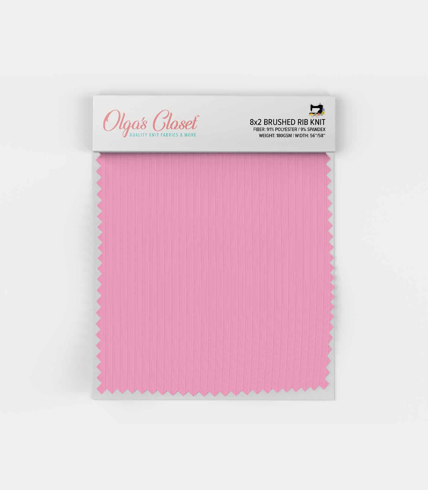 Pink Solid Ribbed Knit (8x2 Brushed) Fabric