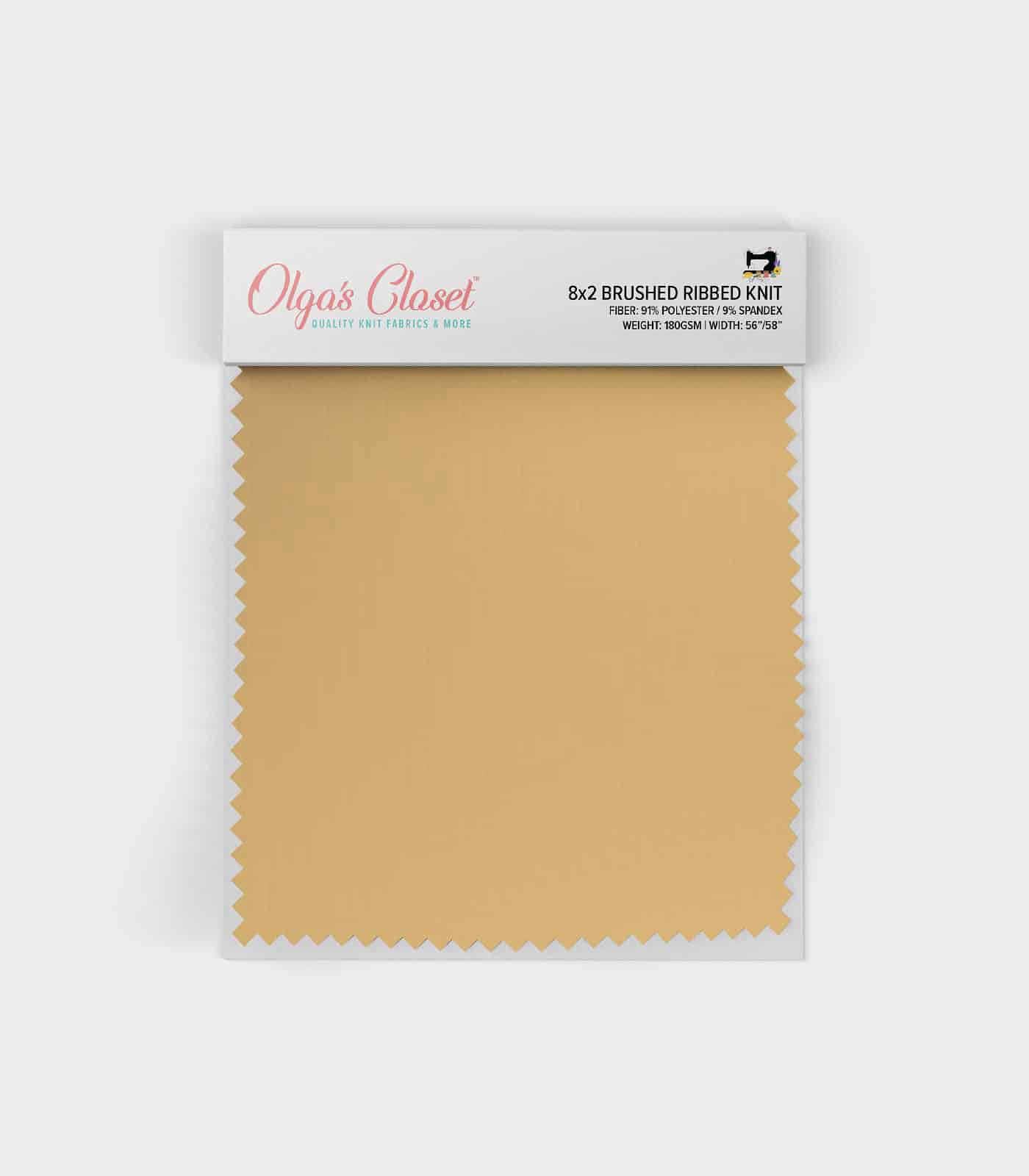 Taupe Solid Ribbed Knit (8x2 Brushed) Fabric