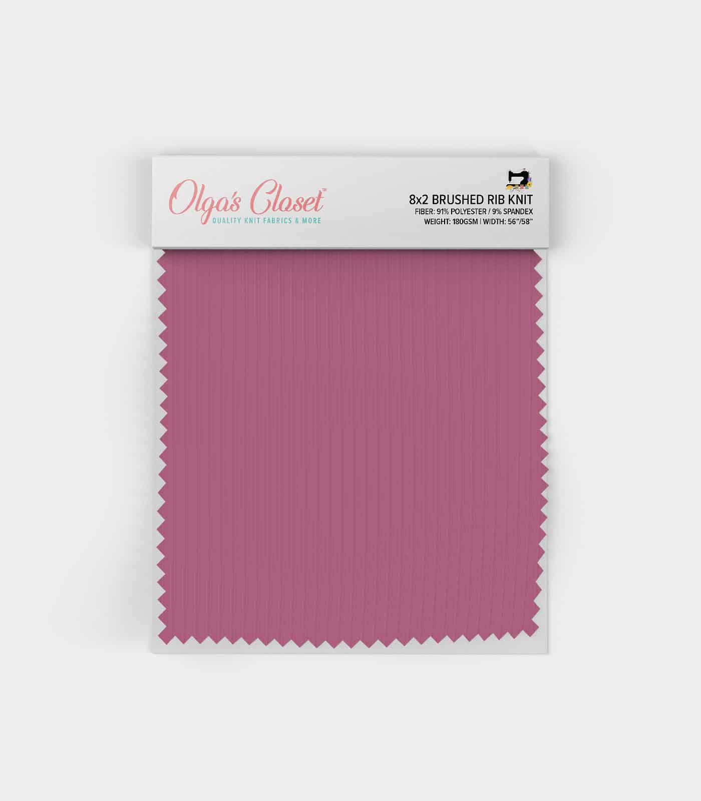 Mauve Solid Ribbed Knit (8x2 Brushed) Fabric