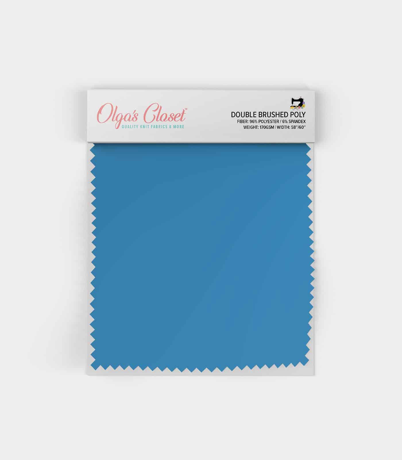Azure Blue Solid Double Brushed Poly Fabric