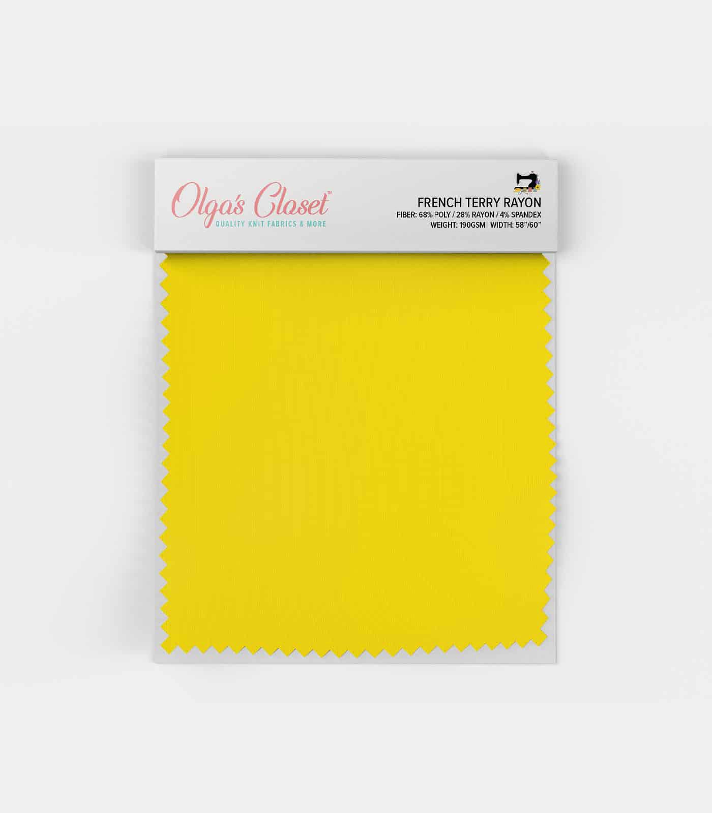 Yellow Solid French Terry Rayon Fabric