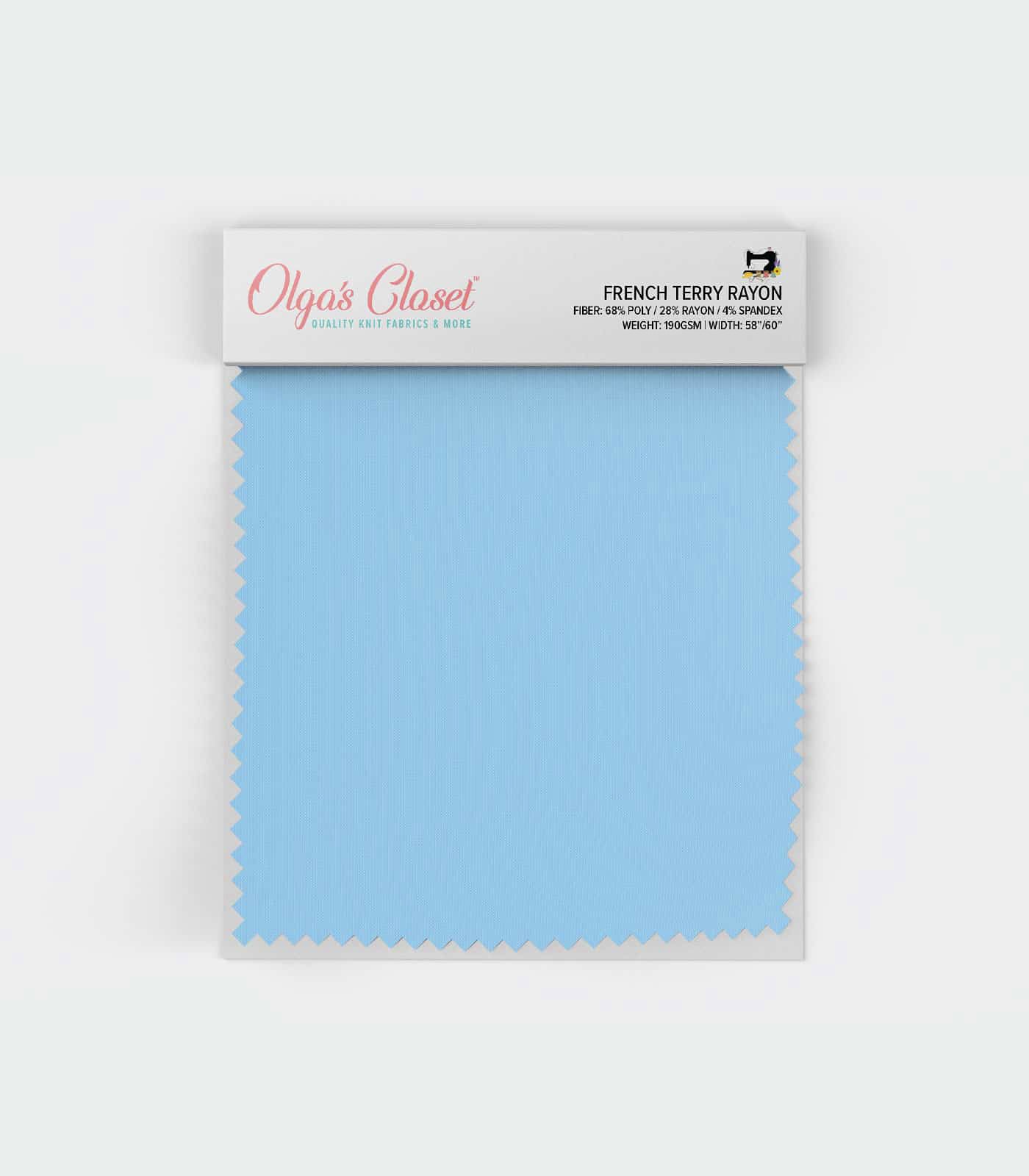 Light Blue Solid French Terry Rayon Fabric