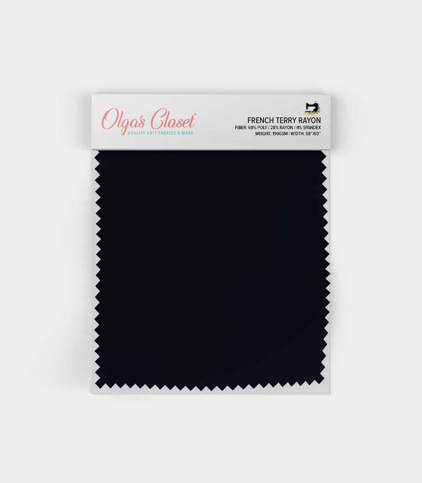 Black Solid French Terry Rayon Fabric