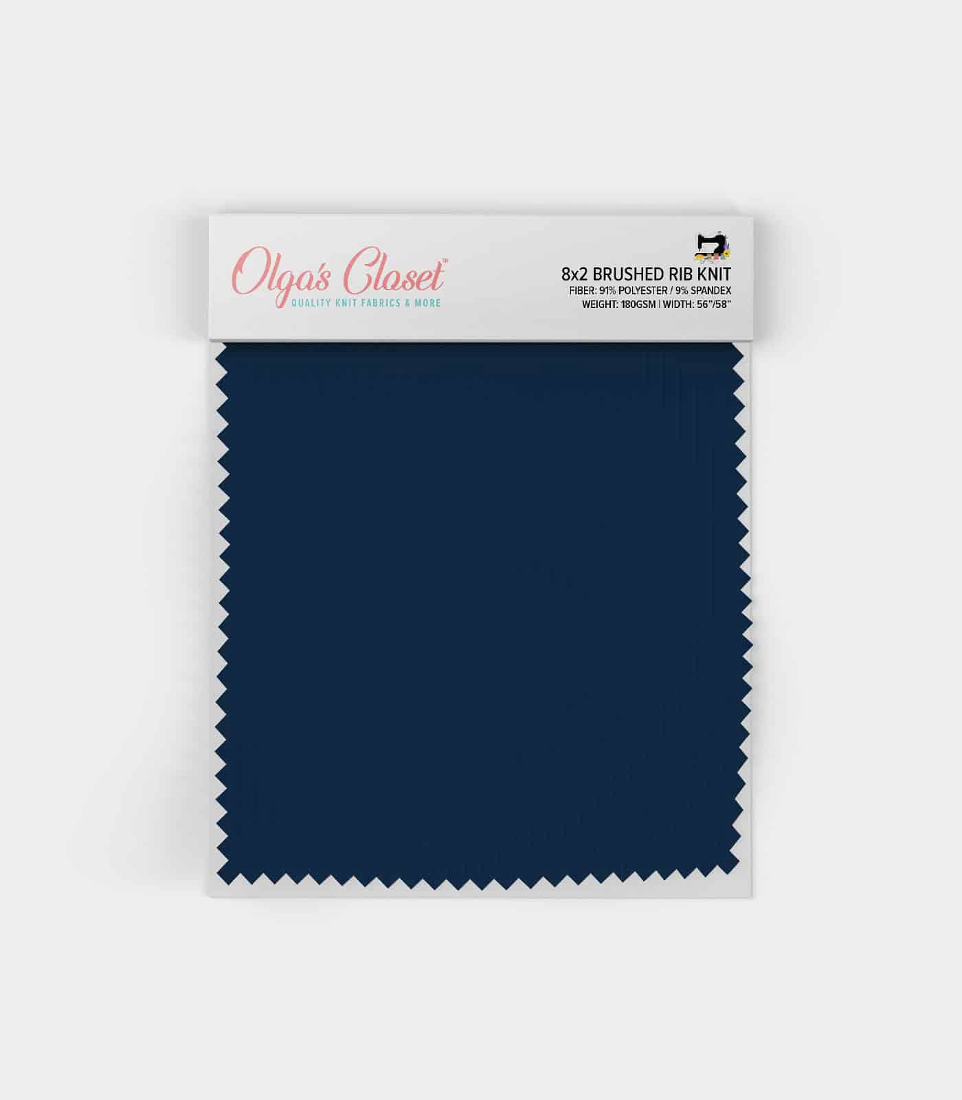 Denim Solid Ribbed Knit (8x2 Brushed) Fabric