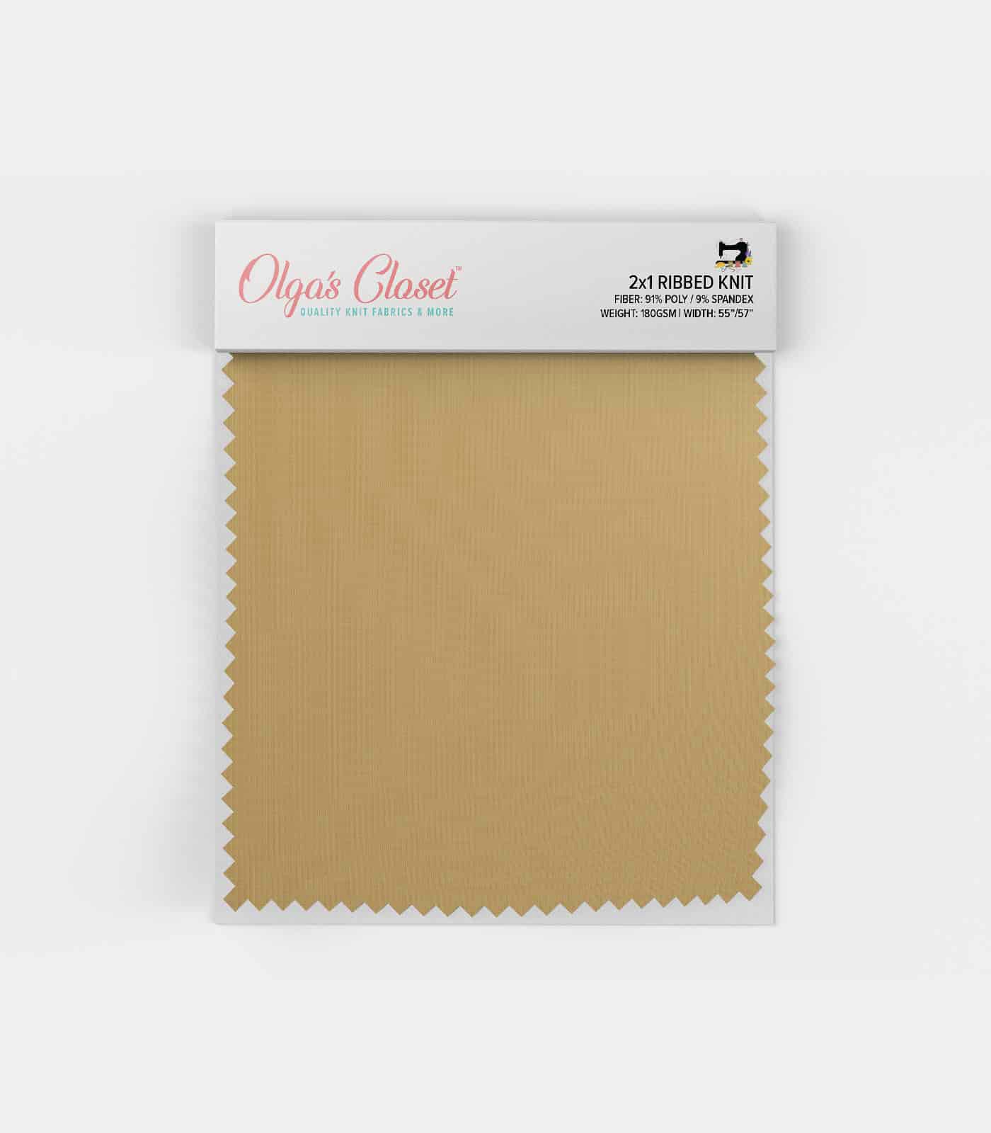 Taupe Solid Ribbed Knit (2x1) Fabric