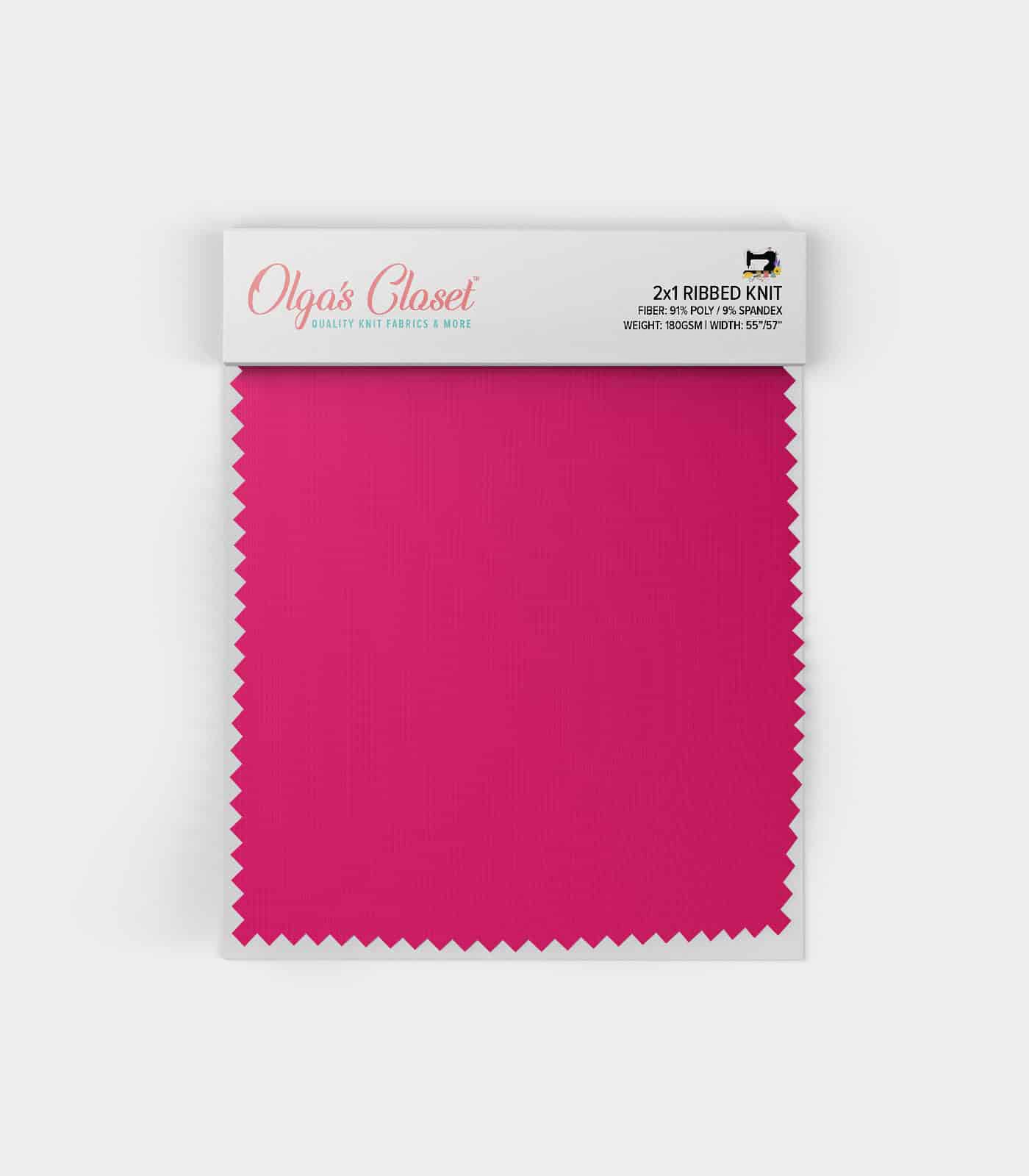 Hot Pink Solid Ribbed Knit (2x1) Fabric