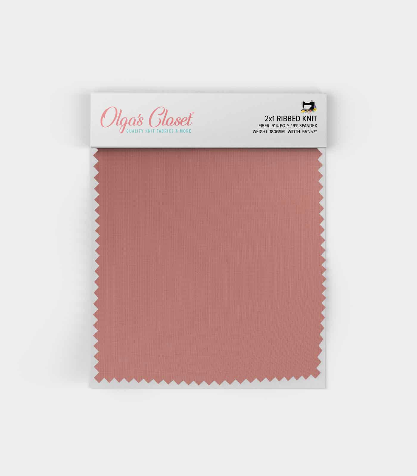 Mauve Solid Ribbed Knit (2x1) Fabric