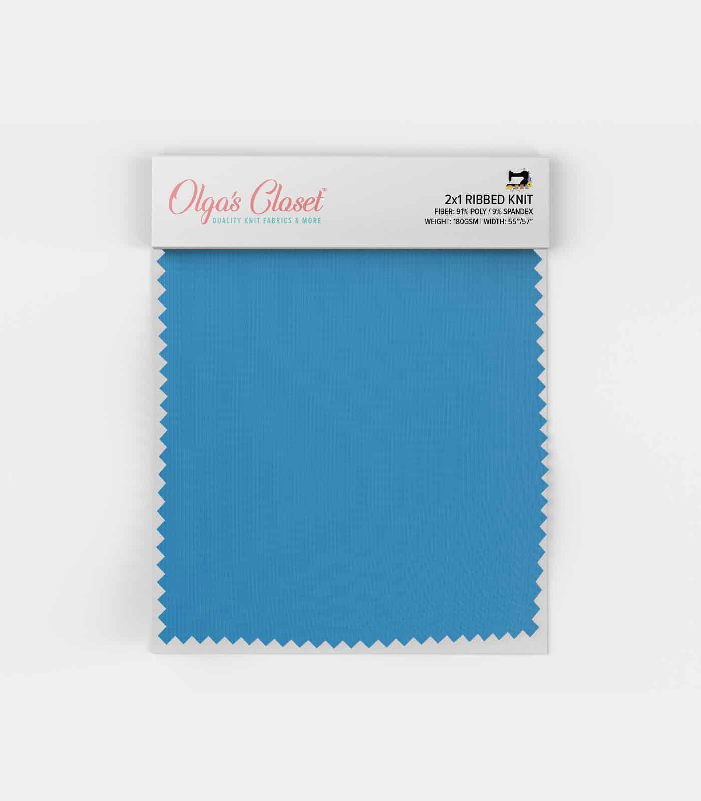 Light Denim Solid Ribbed Knit (2x1) Fabric