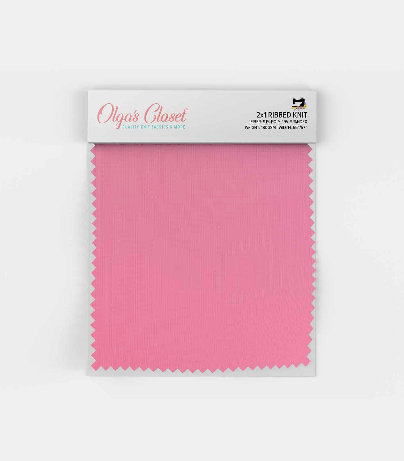 Bubblegum Pink Solid Ribbed Knit (2x1) Fabric