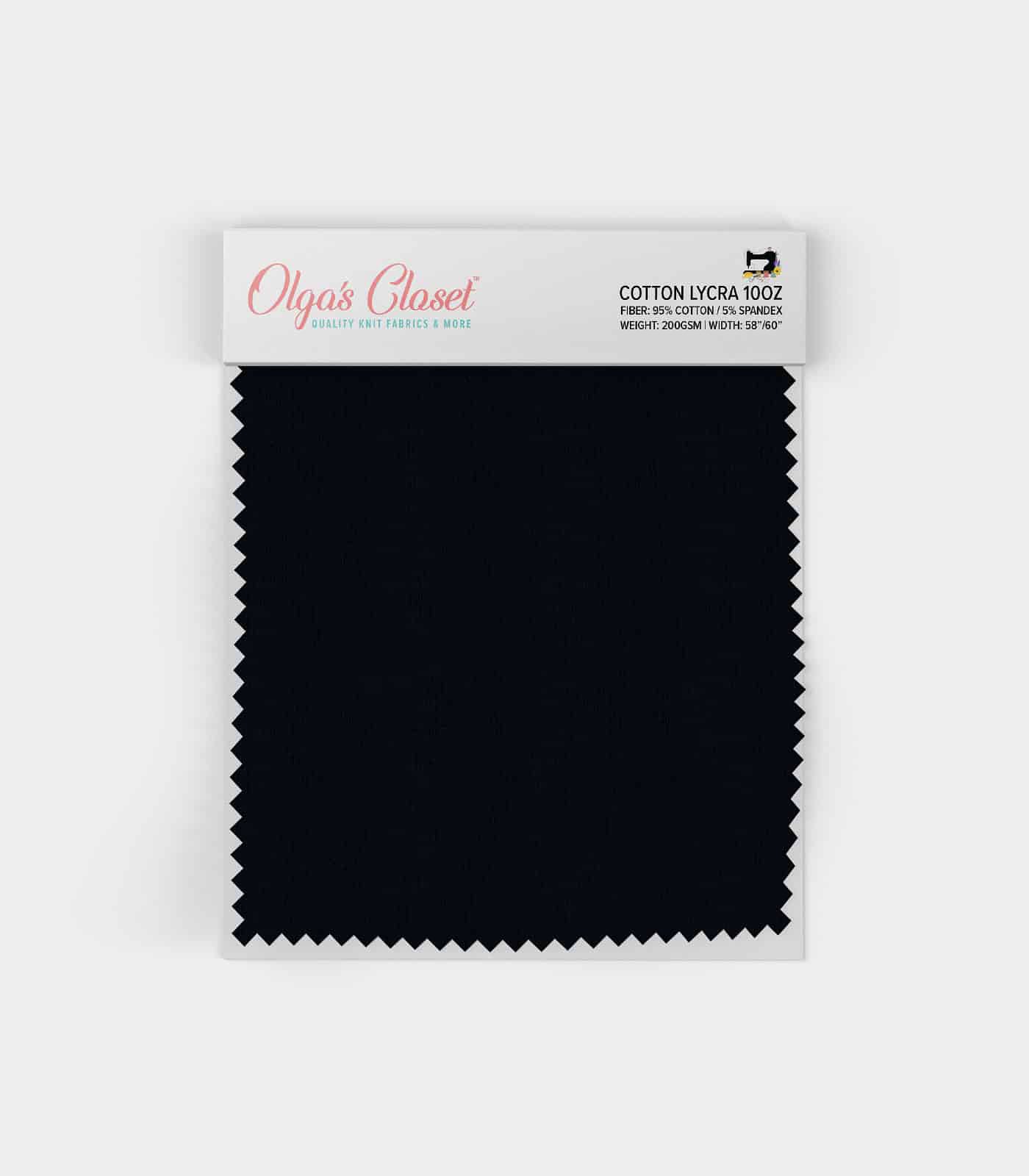 Black Solid Cotton Lycra Fabric