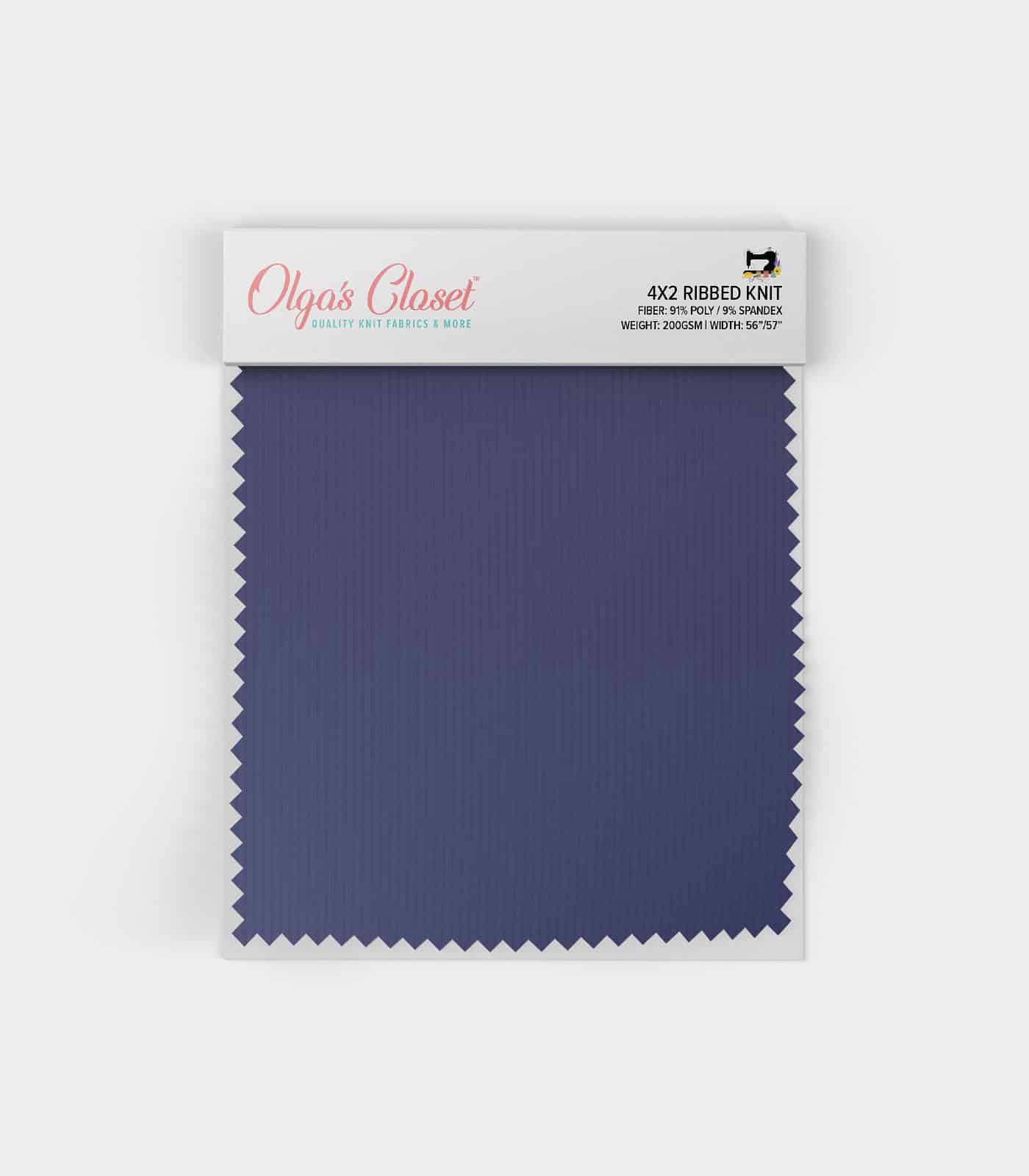 Denim Solid Ribbed Knit (4x2) Fabric