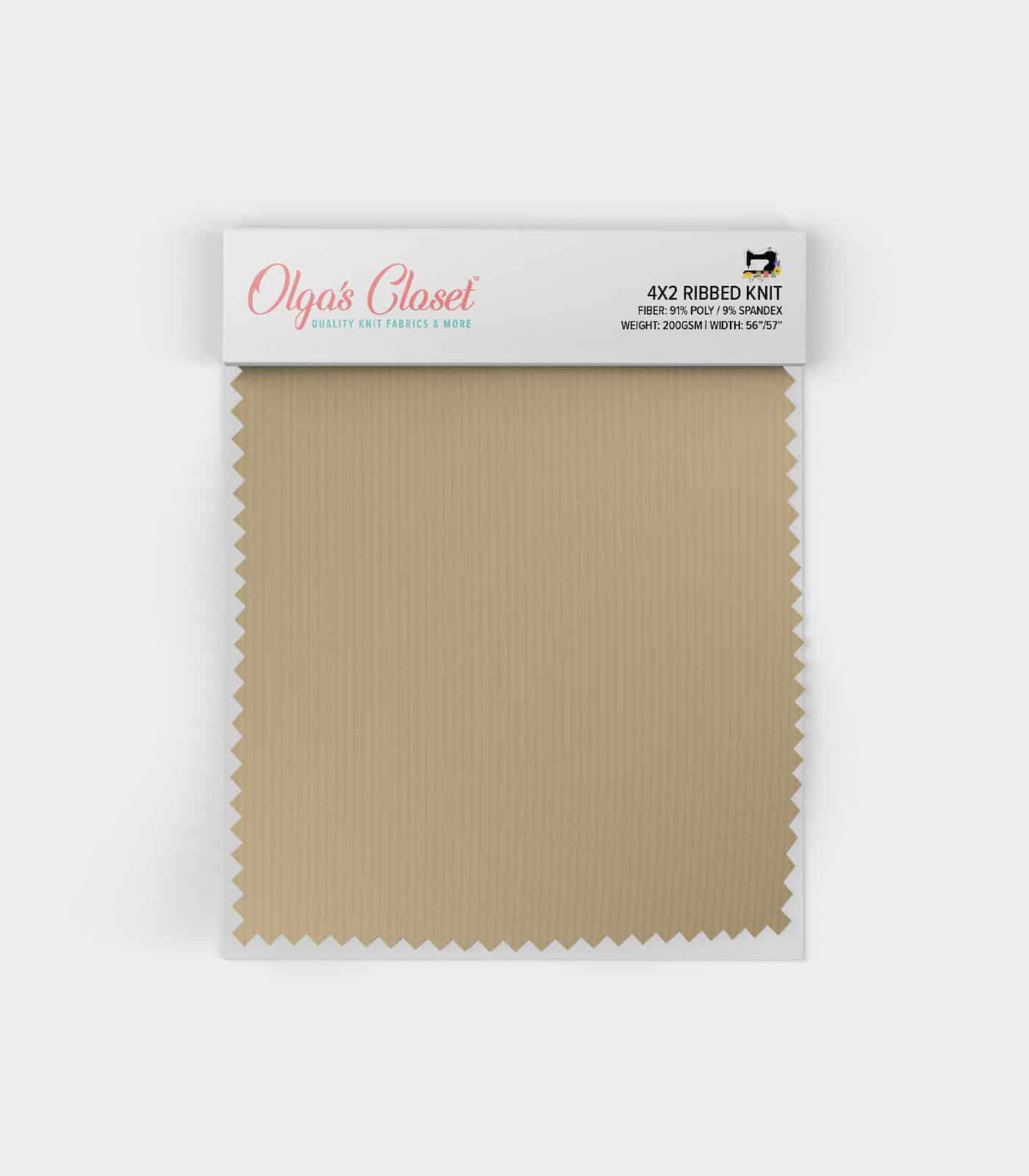 Taupe Solid Ribbed Knit (4x2) Fabric