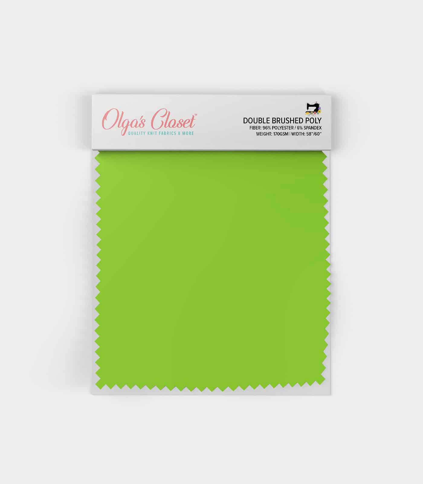 Dark Lime Green Solid Double Brushed Poly Fabric
