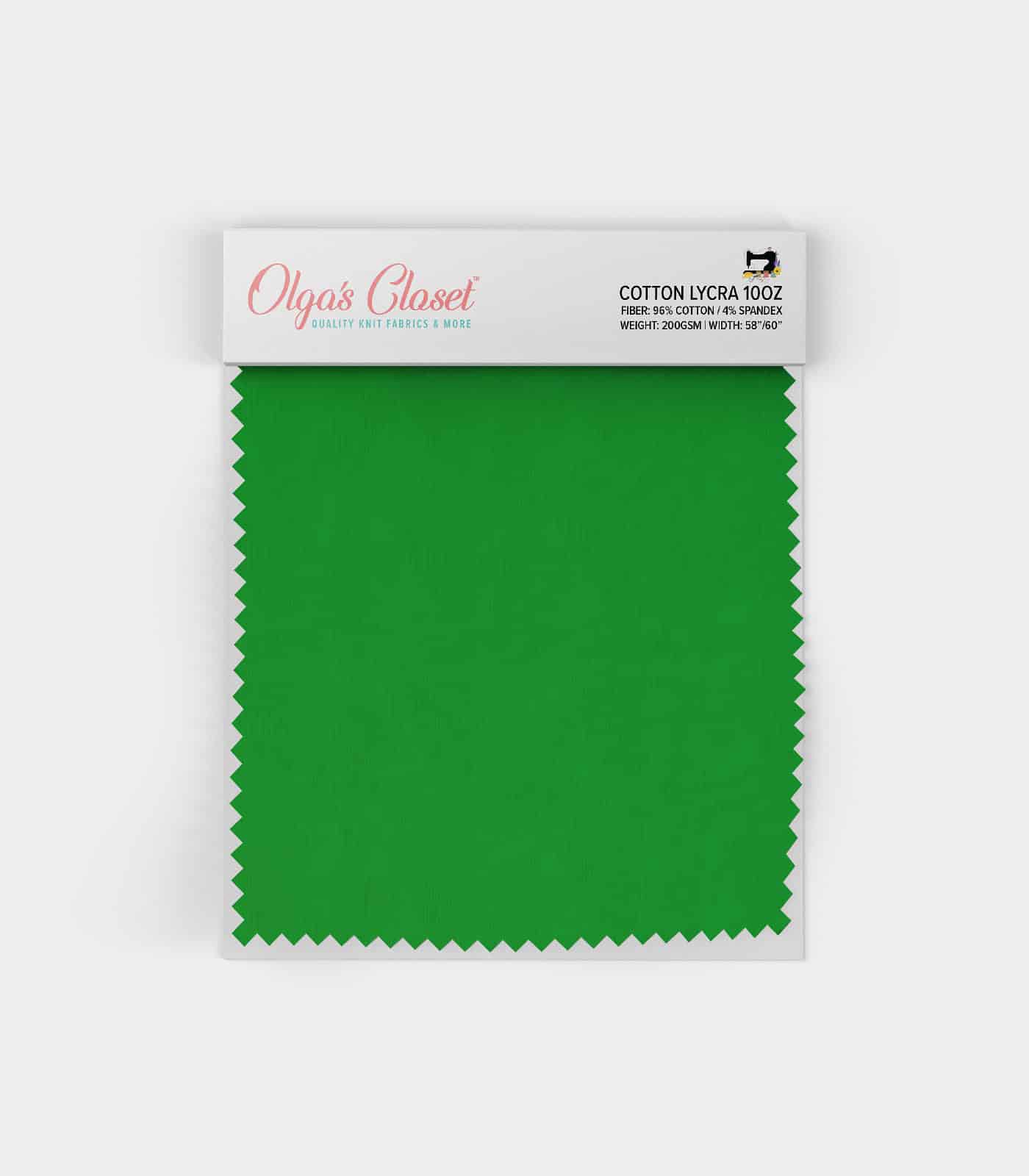 Green Solid Cotton Lycra Fabric
