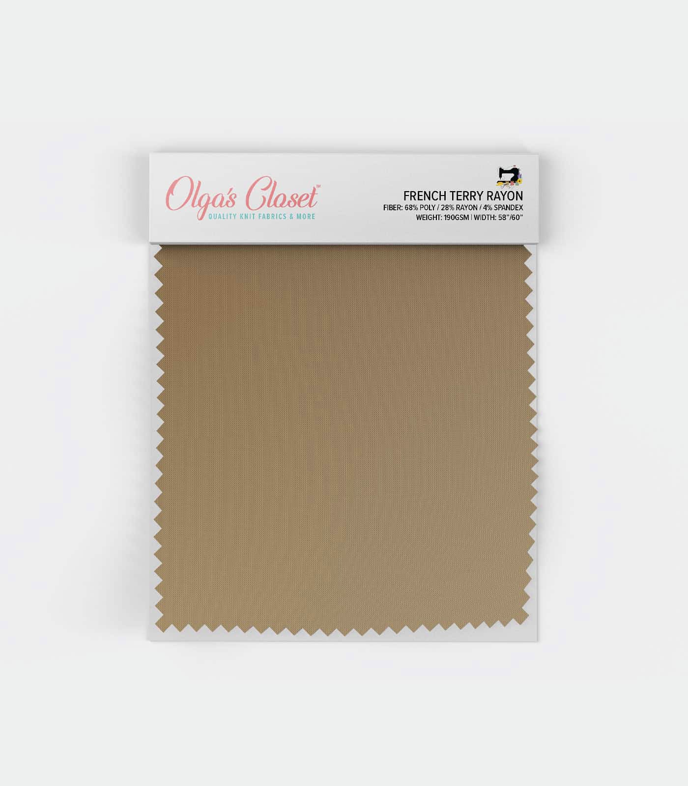 Taupe Solid French Terry Rayon Fabric