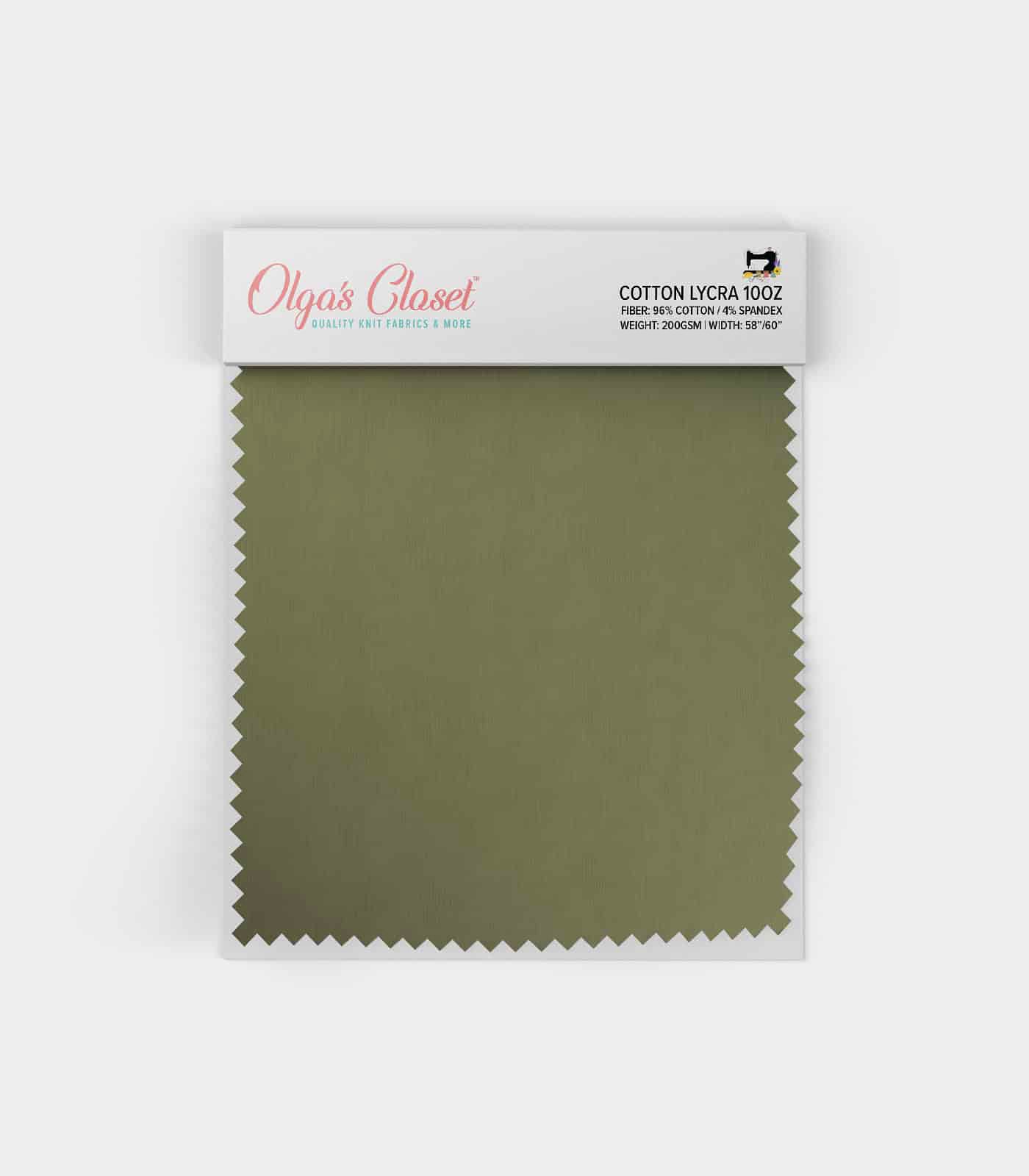 Olive Solid Cotton Lycra Fabric