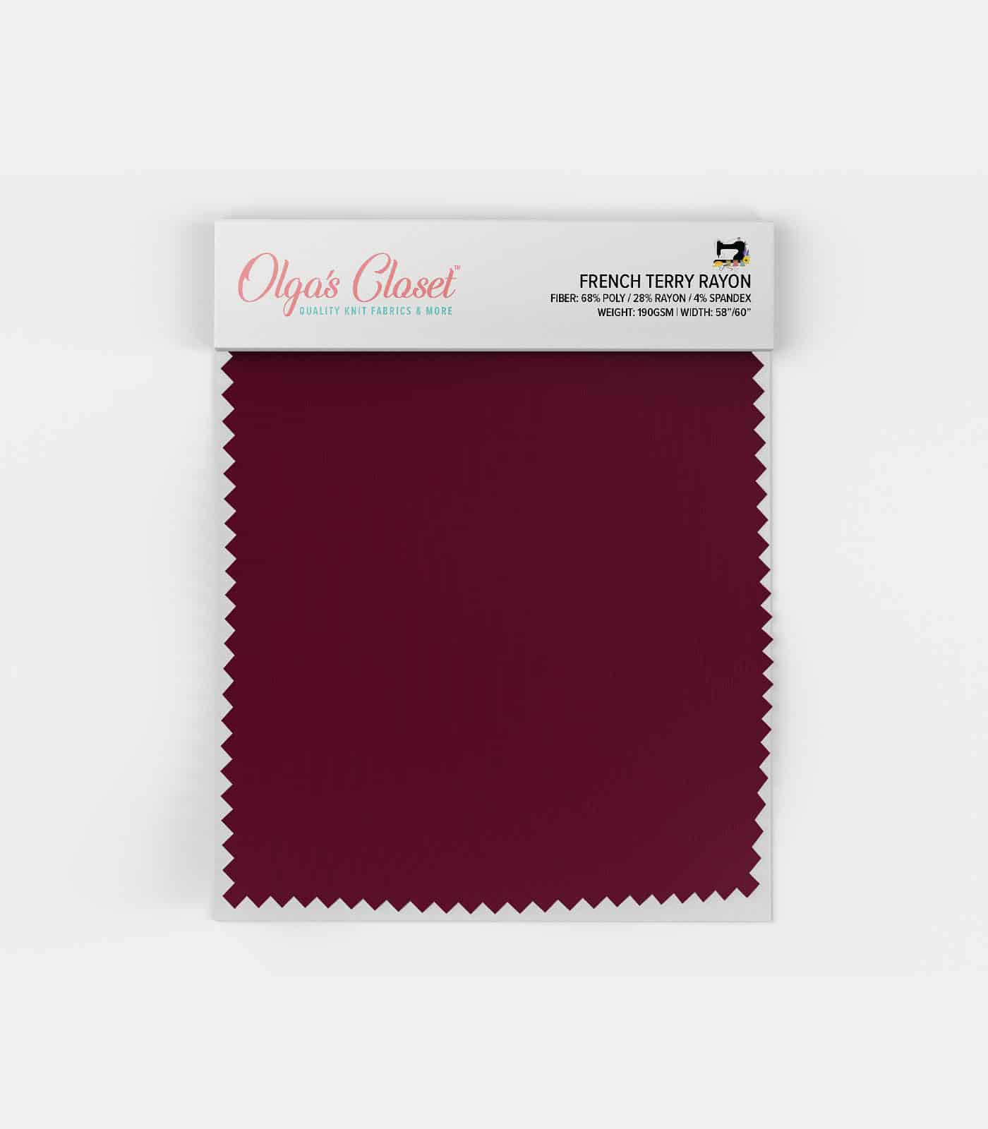 Burgundy Solid French Terry Rayon Fabric