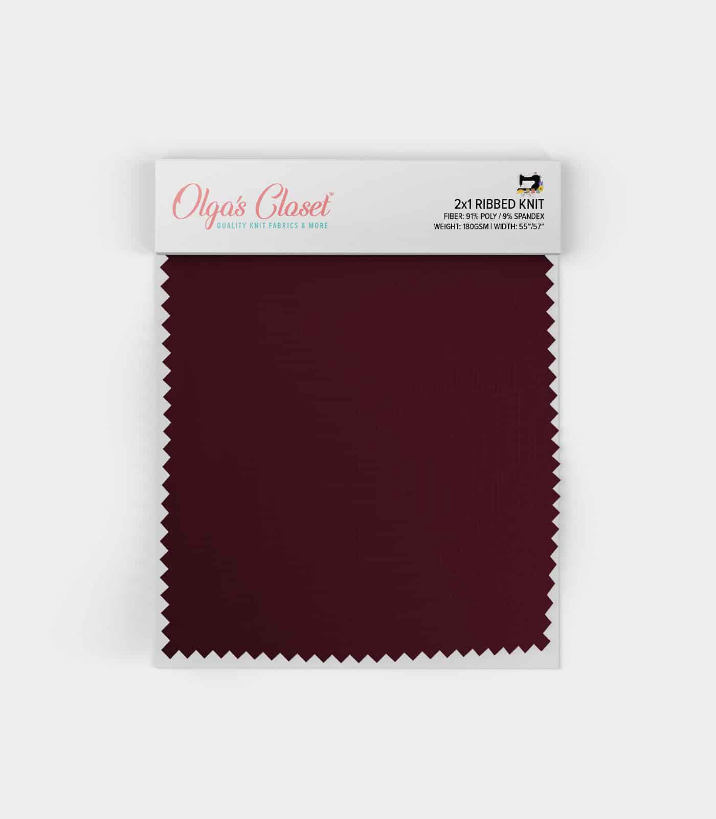 Wine Solid Ribbed Knit (2x1) Fabric